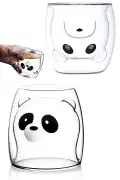 Sevimli Panda Çift Cidarlı Bardak Süt Çay Kahve Su Bardağı 250ml Isı Yalıtımlı Kupa Bardak Seti - Görsel 2