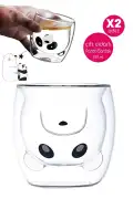Sevimli Panda Çift Cidarlı Bardak Süt Çay Kahve Su Bardağı 250ml Isı Yalıtımlı Kupa Bardak Seti - Görsel 1