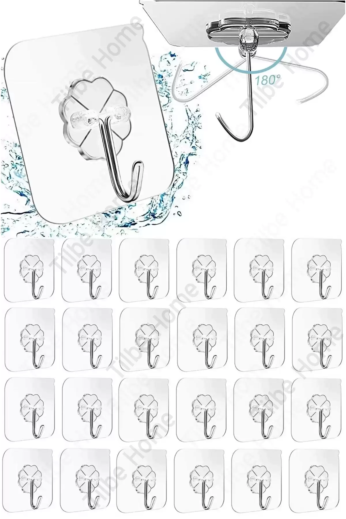 48li Şeffaf Kancalı Duvar Askısı İz Bırakmaz Güçlü Yapışkanlı Vantuz Banyo Mutfak Düzenleyici Askı