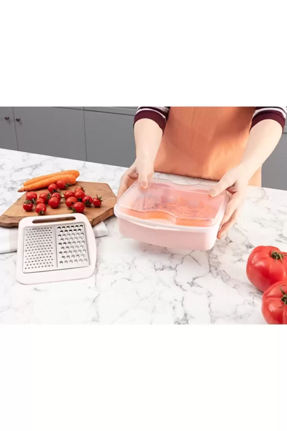 Hazneli Rende Saklama Kabı Sarımsak Rende Havuç Sebze Rendesi Mutfak Dilimleyici Doğrayıcı Rende