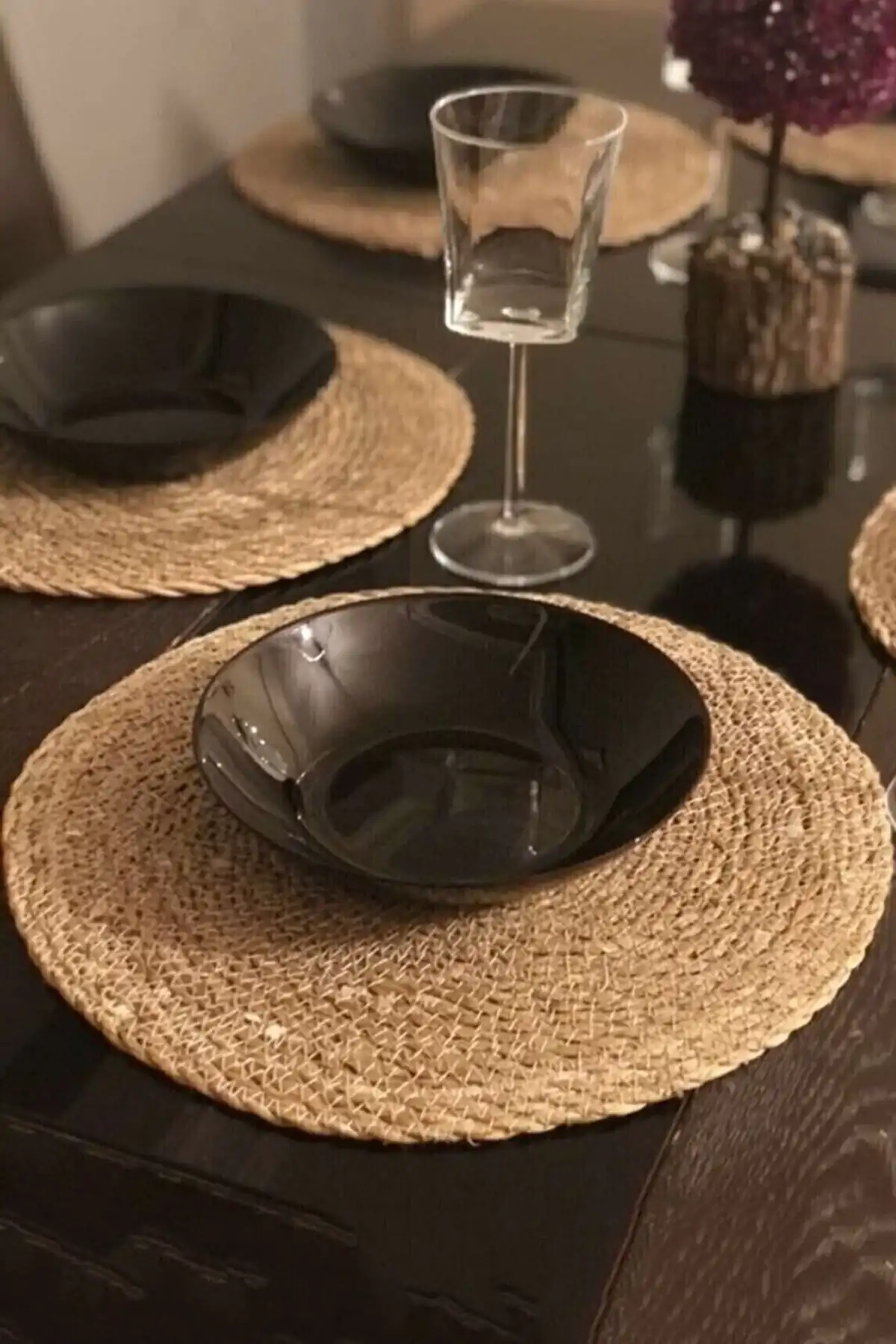 3lü Bambu Rattan El Yapımı Amerikan Servis Hasır Supla Masa Sofra Düzenleyici Tabak Altlığı