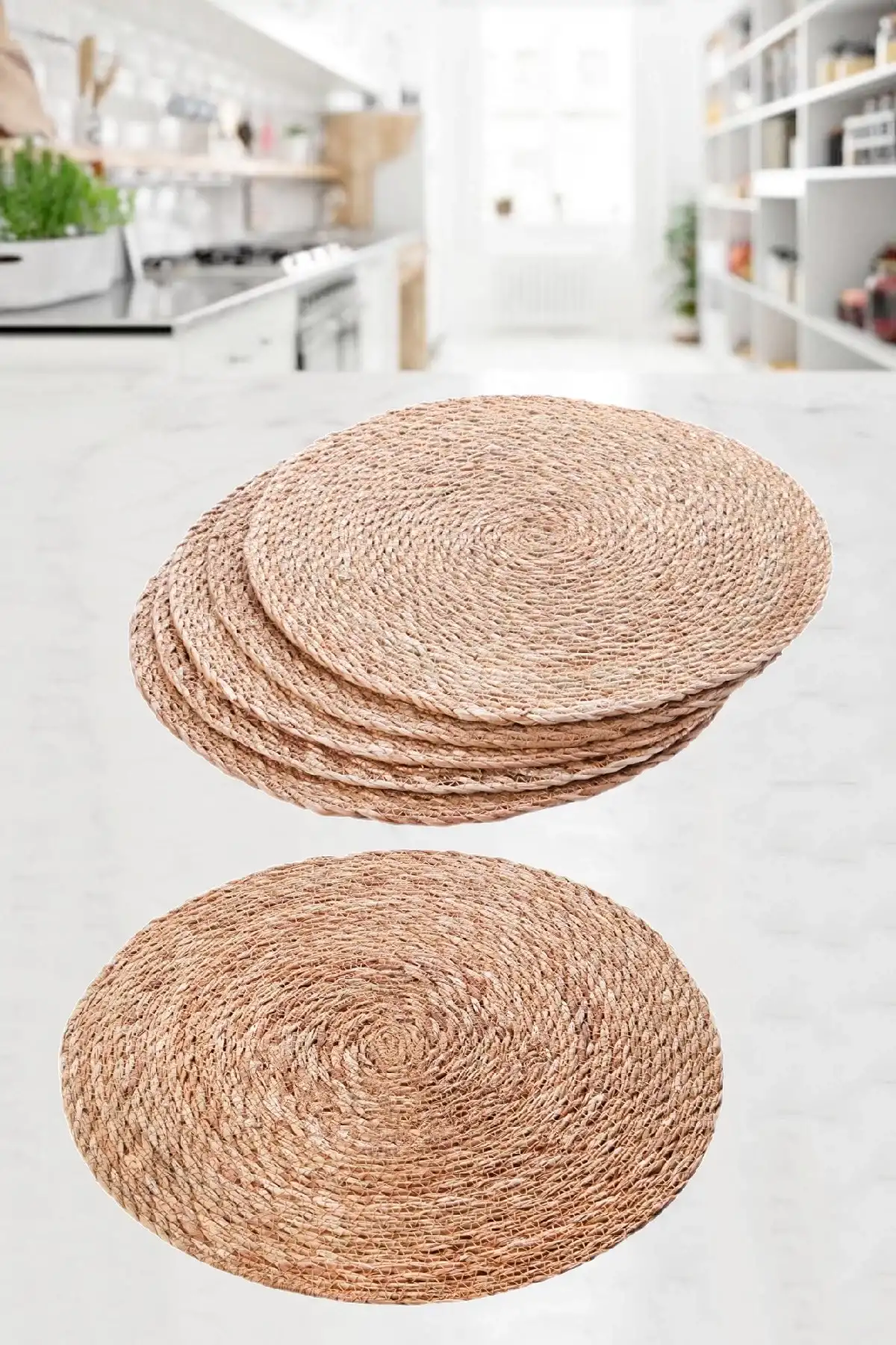 3lü Bambu Rattan El Yapımı Amerikan Servis Hasır Supla Masa Sofra Düzenleyici Tabak Altlığı