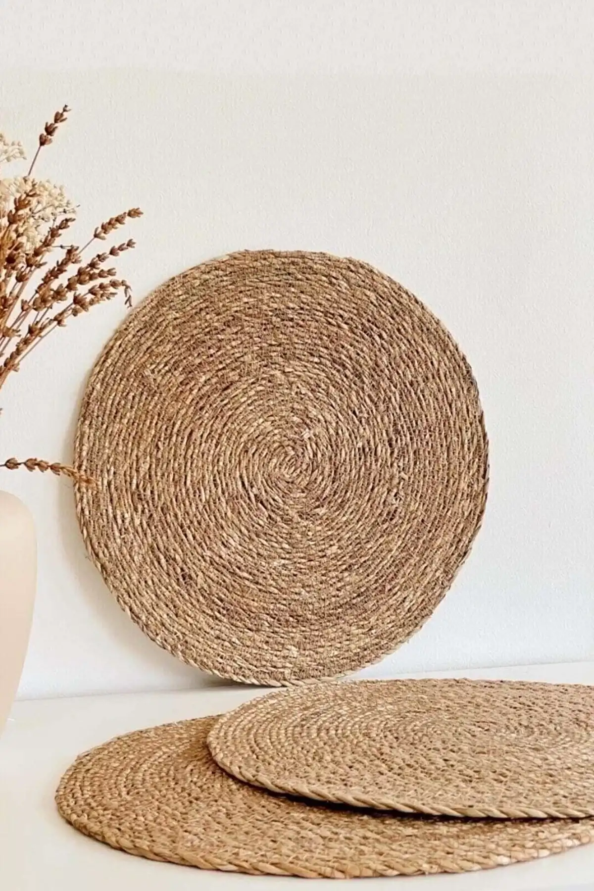 3lü Bambu Rattan El Yapımı Amerikan Servis Hasır Supla Masa Sofra Düzenleyici Tabak Altlığı