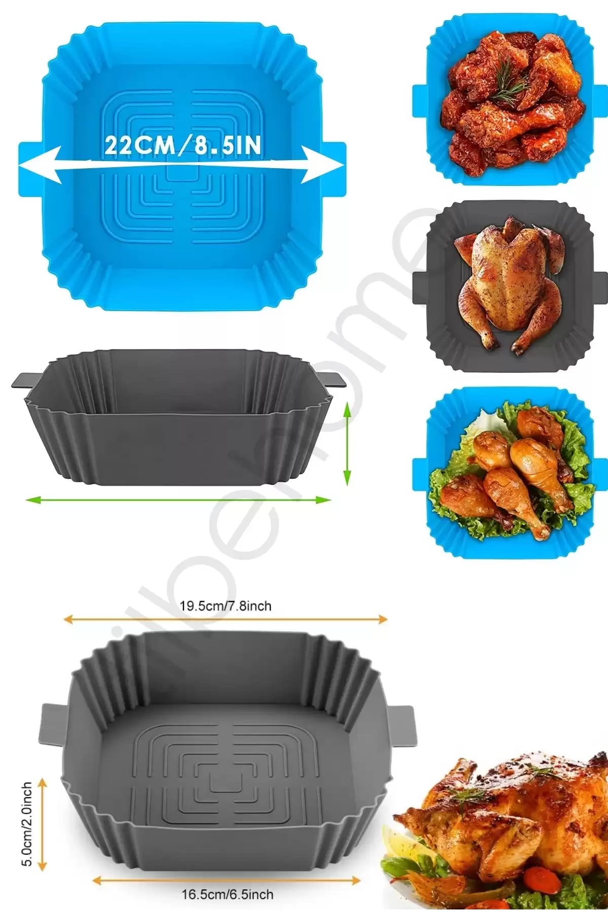 3lü Silikon Air Fryer Pişirme Kalıbı Premium Kare Fırın Mikrodalga Hava Fritözü Pişirme Kağıdı