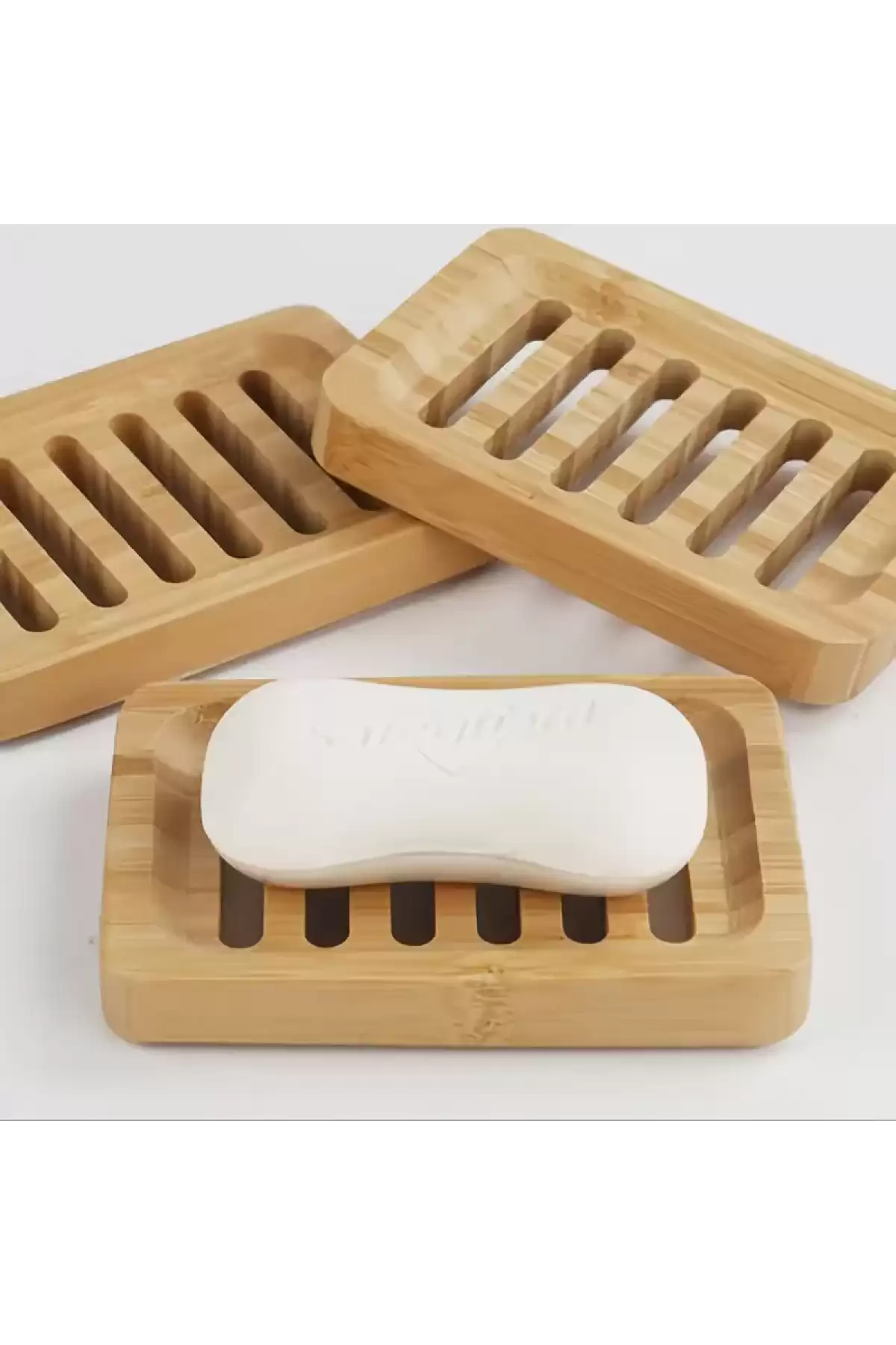 3 Adet Doğal Bambu Katı Sabunluk Mutfak Banyo Organizeri Dekoratif Hamam Sauna Sabunluk
