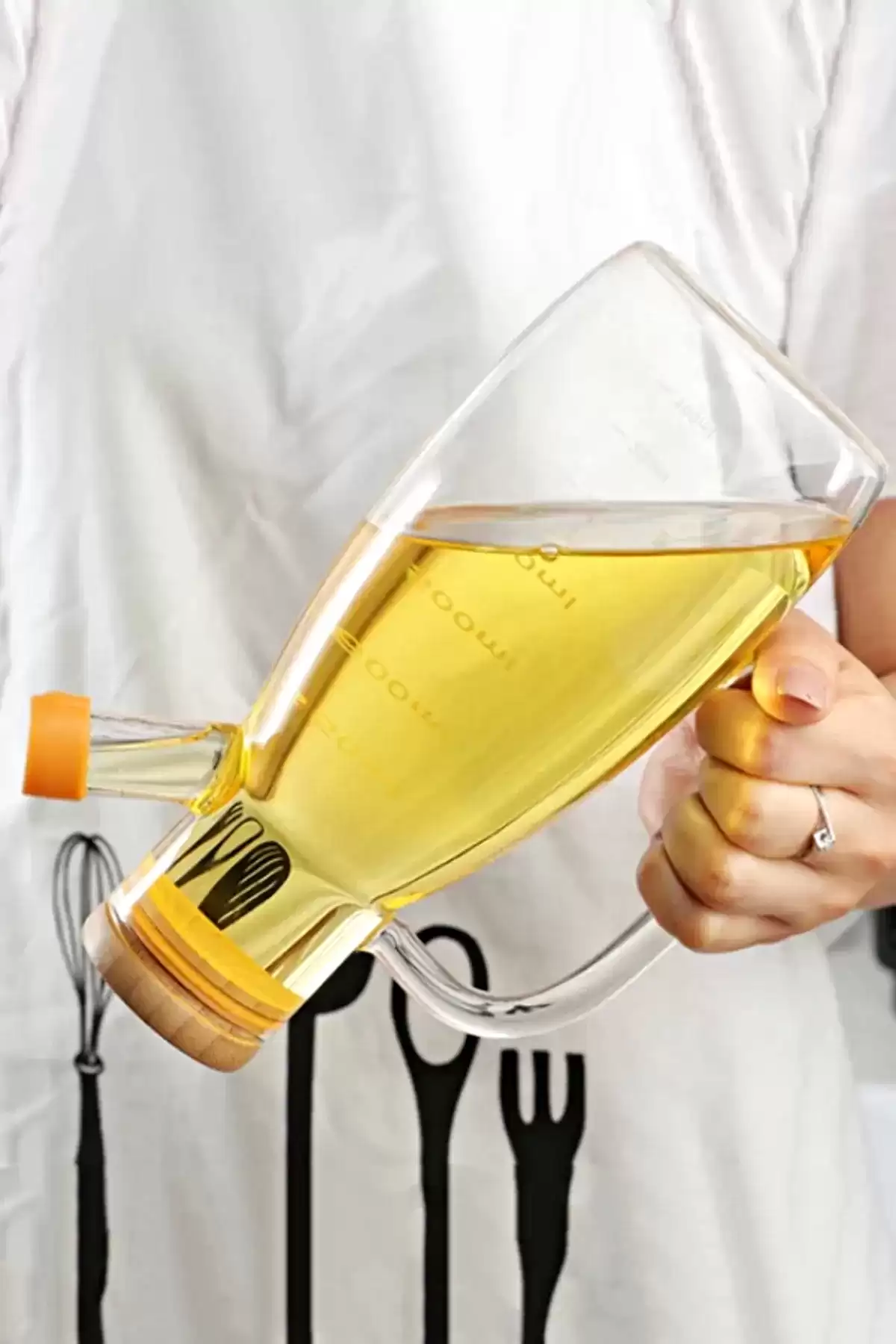 2li Bambu Kapaklı Yağdanlık 1000 ml Borosilikat Cam Yağlık Sirkelik Şişesi Master Vakumlu Sosluk
