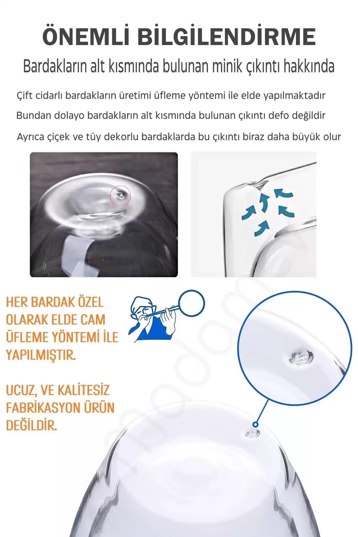 2li Çift Cidarlı Çiçekli Bardak 250ml Kahve Çay Bardağı El Yapımı Kulplu Borosilikat Cam Bardağı