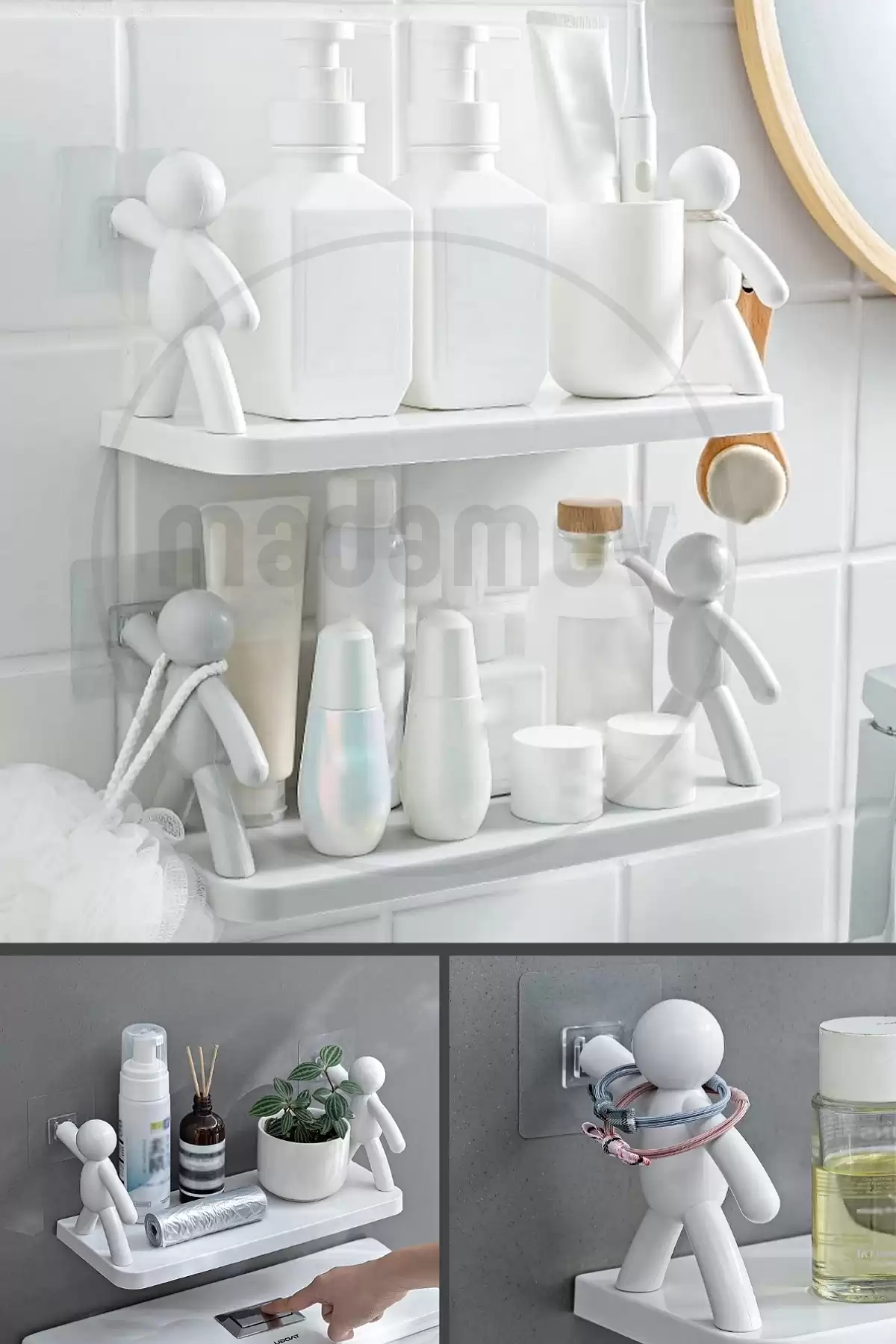 Kendinden Yapışkanlı Craft Banyo Rafı Baharatlık Mutfak Organizer Duvara Monte Raf Düzenleyici
