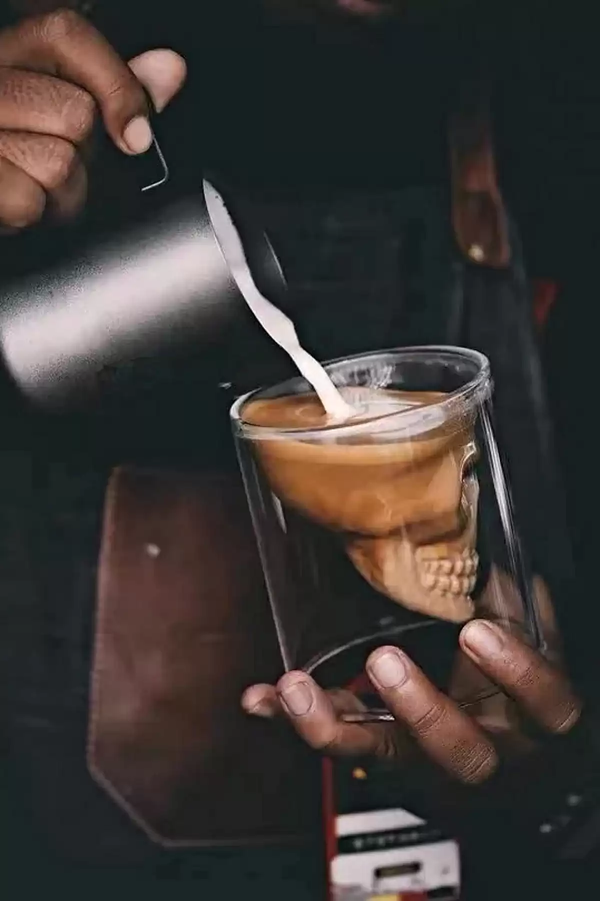 Kuru Kafa Tasarımlı Bardak Kahve Expresso Kokteyl Bardağı Kristal Skull Çift Cidarlı Cam Kupa