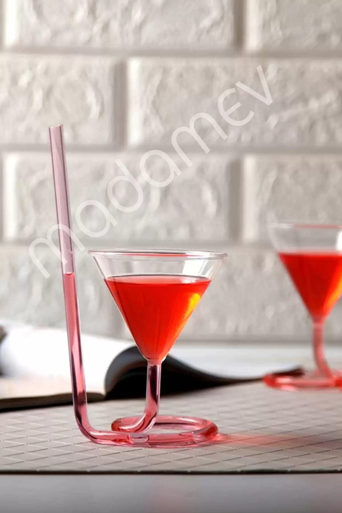 Spiral Cocktail Kendinden Pipetli Martini Kokteyl Sunum Bardağı New Stil Cam Meşrubat İçki Bardağı