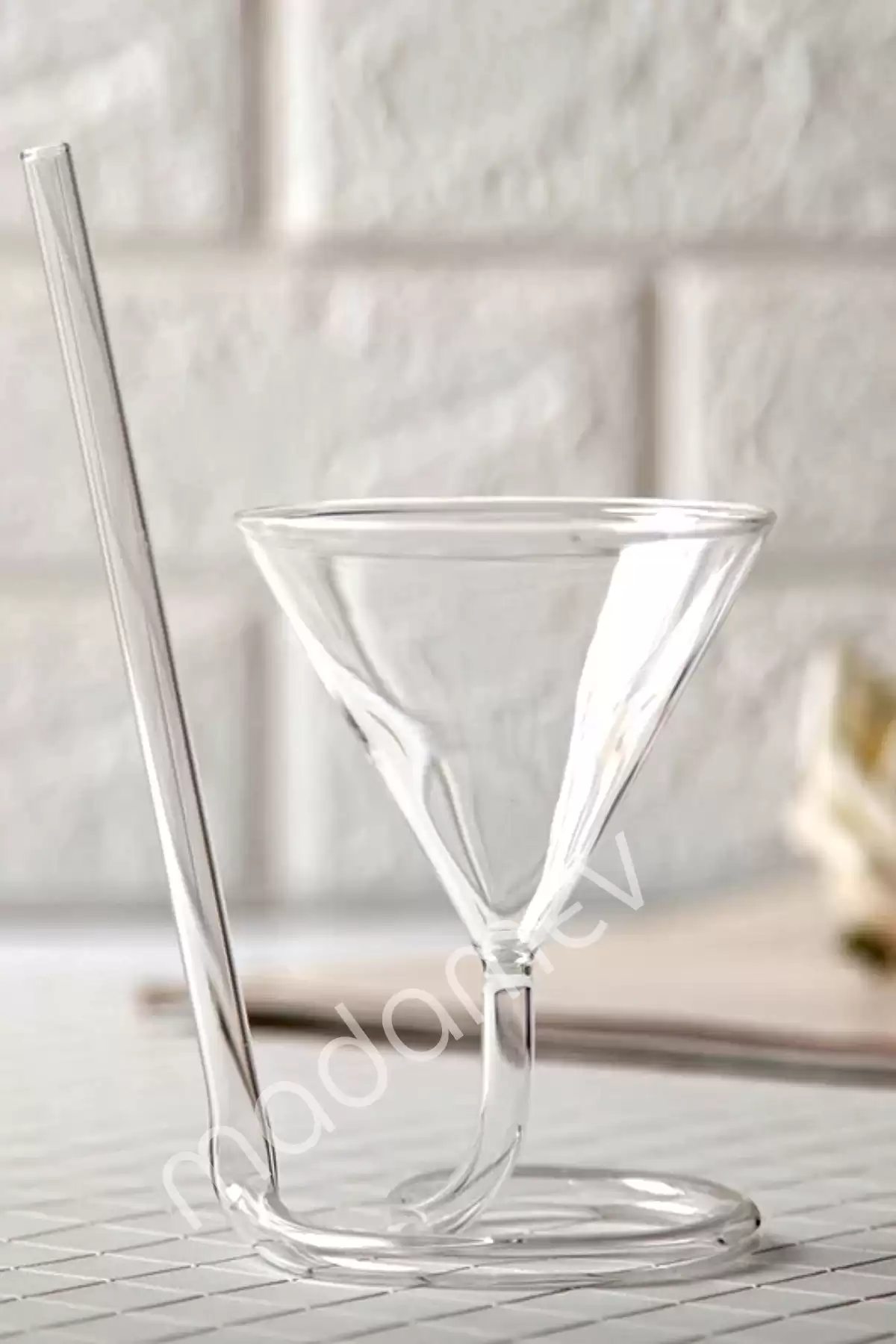Spiral Cocktail Kendinden Pipetli Martini Kokteyl Sunum Bardağı New Stil Cam Meşrubat İçki Bardağı