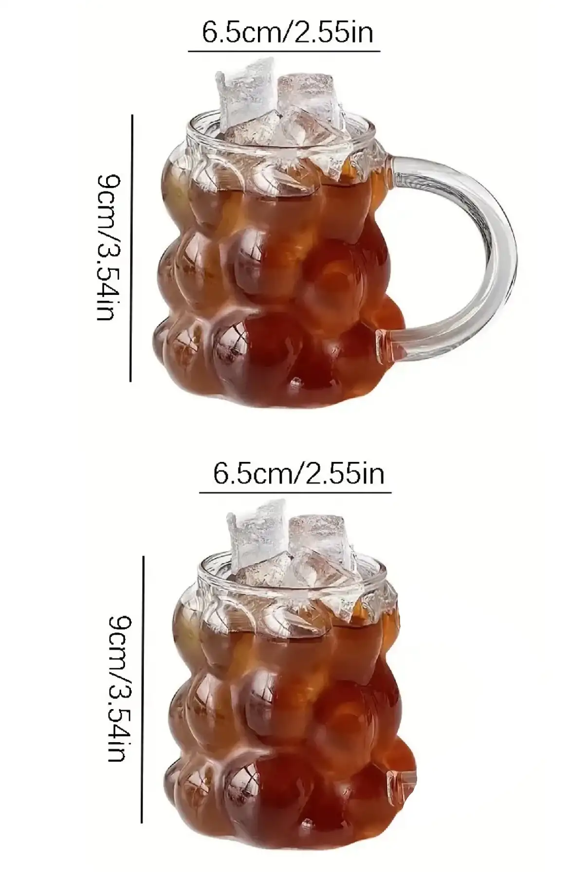 4lü Üzüm Tanesi Boncuklu Pipetli Cam Bardak 350ml Kulplu Kulpsuz Meşrubat Su Kahve Sunum Bardağı