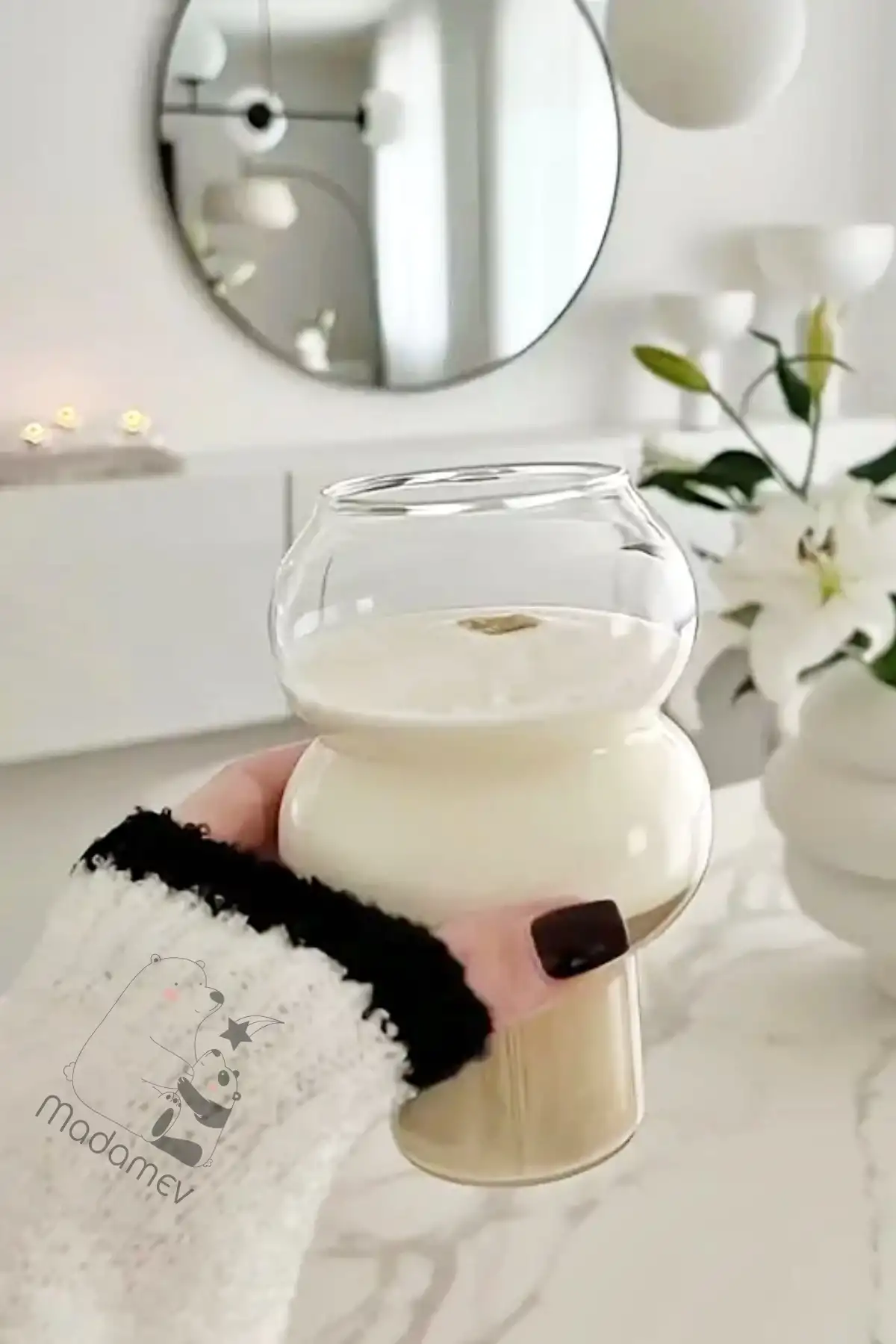 6lı Pipetli Dalgalı Külah Cam Bardak Seti Limonata Meşrubat Kokteyl Kahve Sunum Bardağı 400 ml.