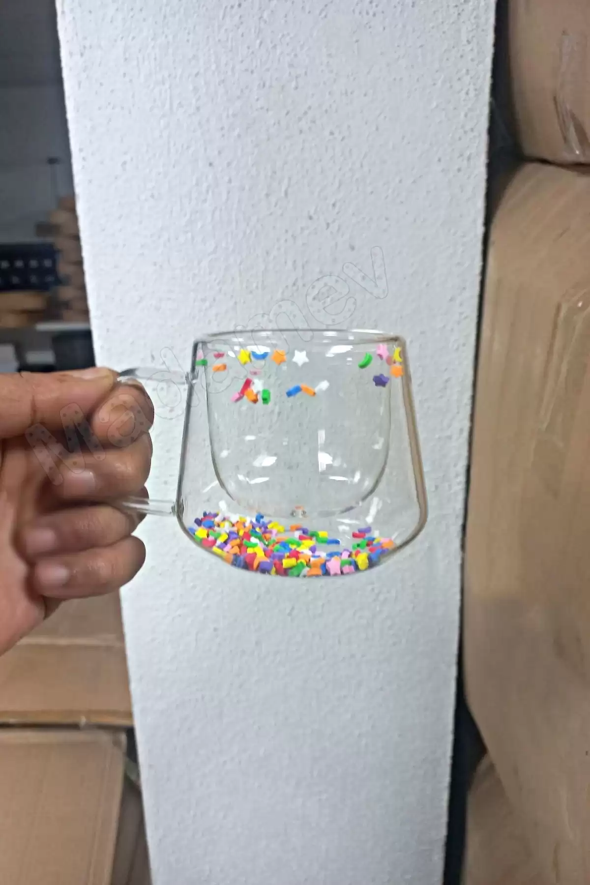 Çift Cidarlı Kawaii Bardak 250 ml Isıya Dayanıklı Kulplu Kahve Sunum Figürlü Meşrubat Bardağı