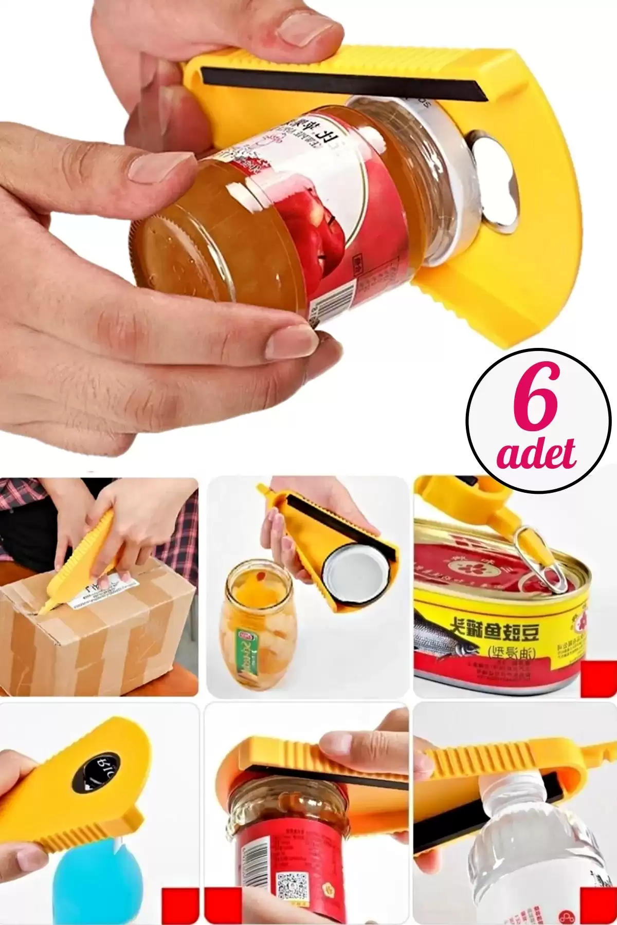 6lı Kavanoz Açacak Şişe Kapağı Açacağı Kavanoz Kapak Açma Sıkma Çok Fonksiyonel Konserve Açacağı