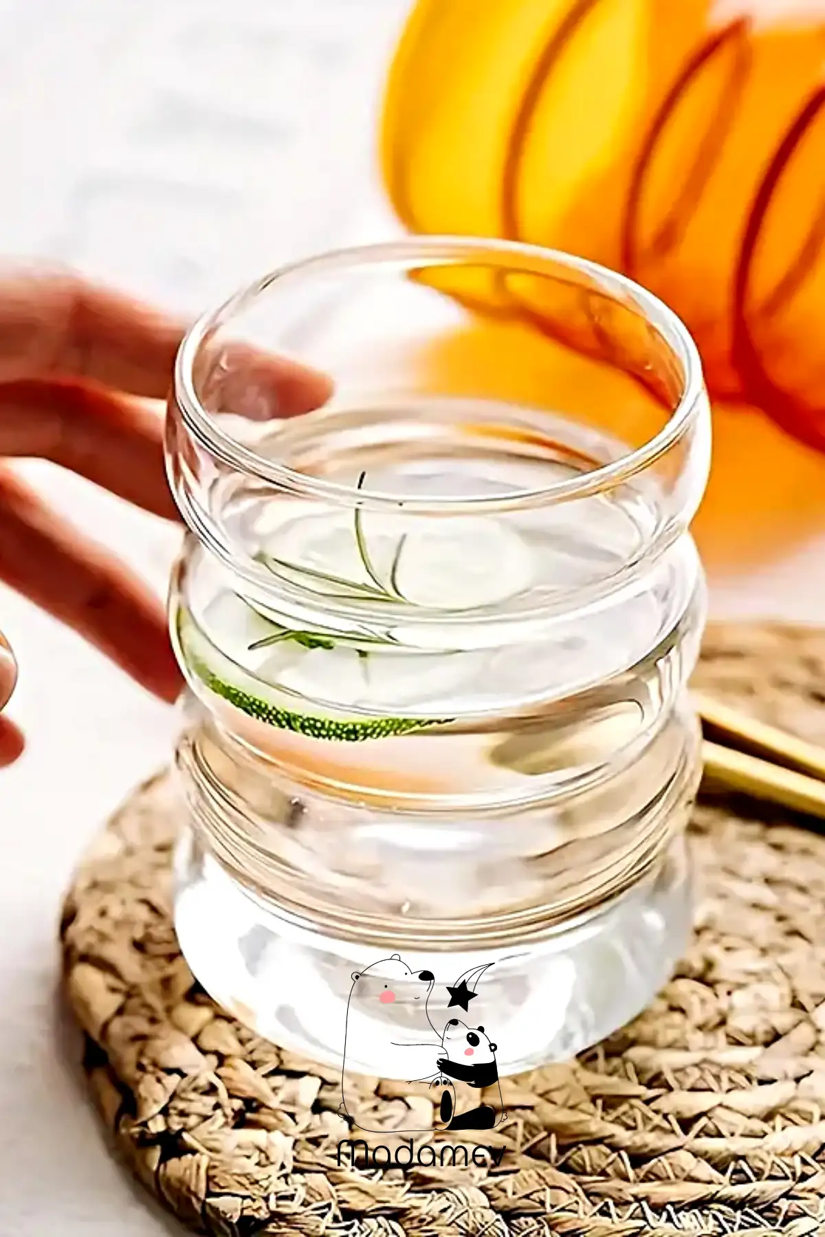 2li Halka Şekli Pipetli Kokteyl Cam Bardak Seti İskandinav Tarz Kahve Latte Sunum Bardağı 340 ml.
