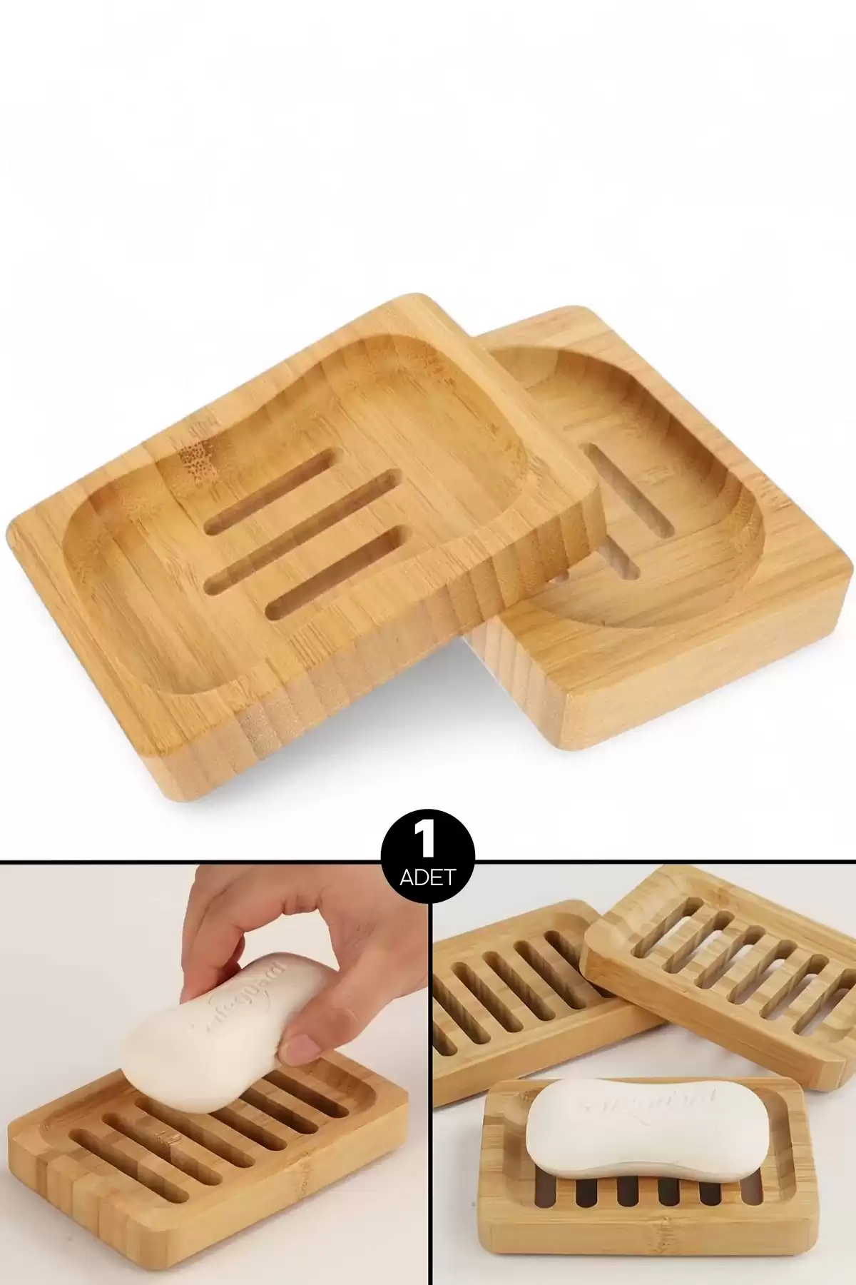 Doğal Bambu Katı Sabunluk Mutfak Banyo Organizeri Dekoratif Hamam Sauna Sabunluk