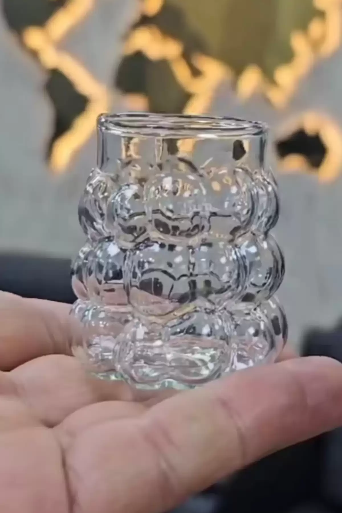 6lı Mini Kulplu Boncuk Şekilli Bardak Kahve Sunum Bardağı Isıya Dayanıklı Üzüm Bardak 90 ml.