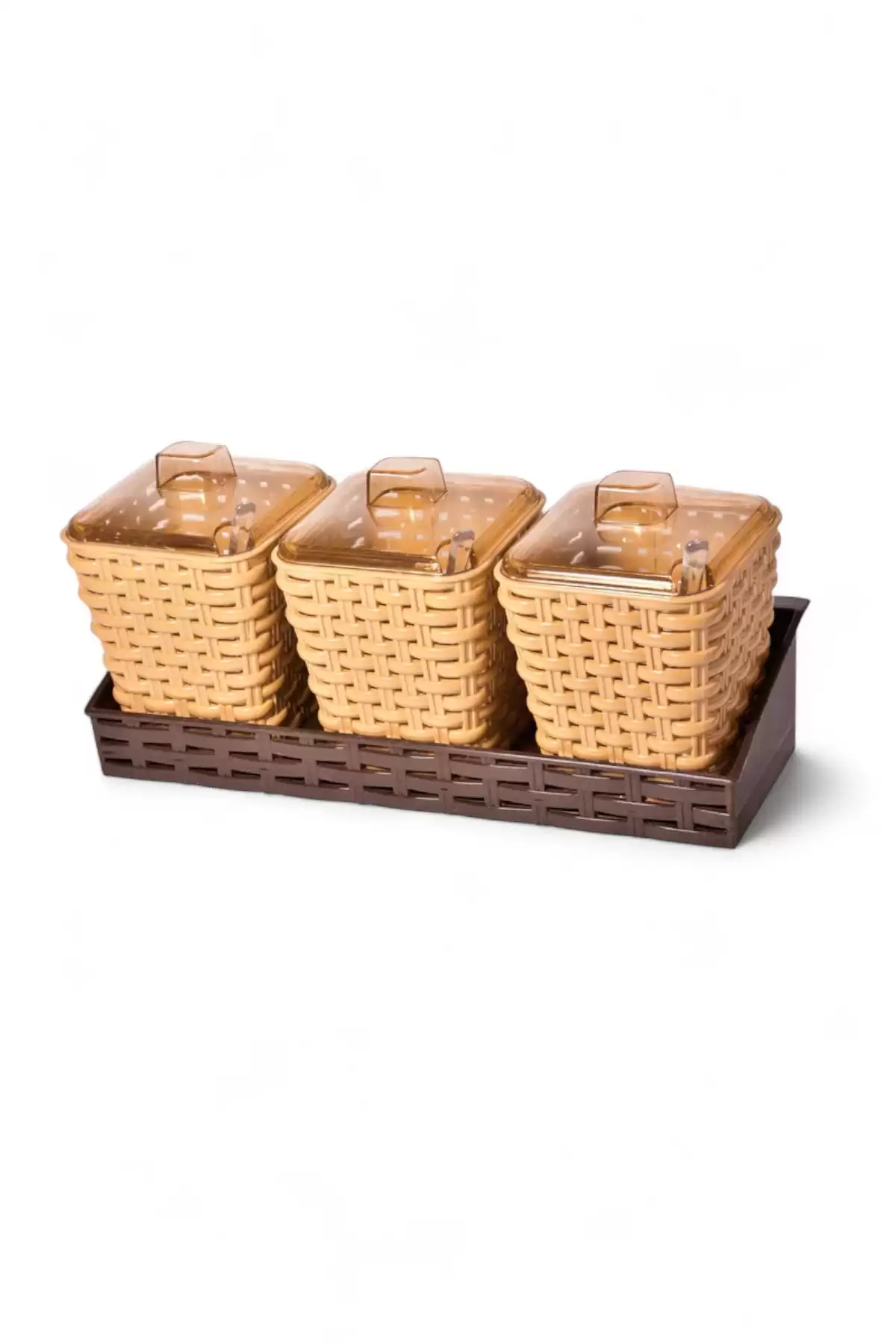 3lü Raddan Elegance Baharatlık Seti Kaşıklı Stantlı Baharatlık