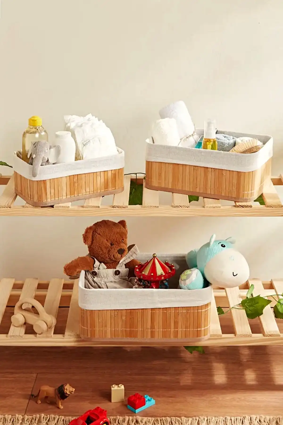 Pinterest Stil 3lü Bambu Kare Sepet Dekoratif Ev Düzenleyici Organizer Çok Amaçlı Bambu Hasır Sepet