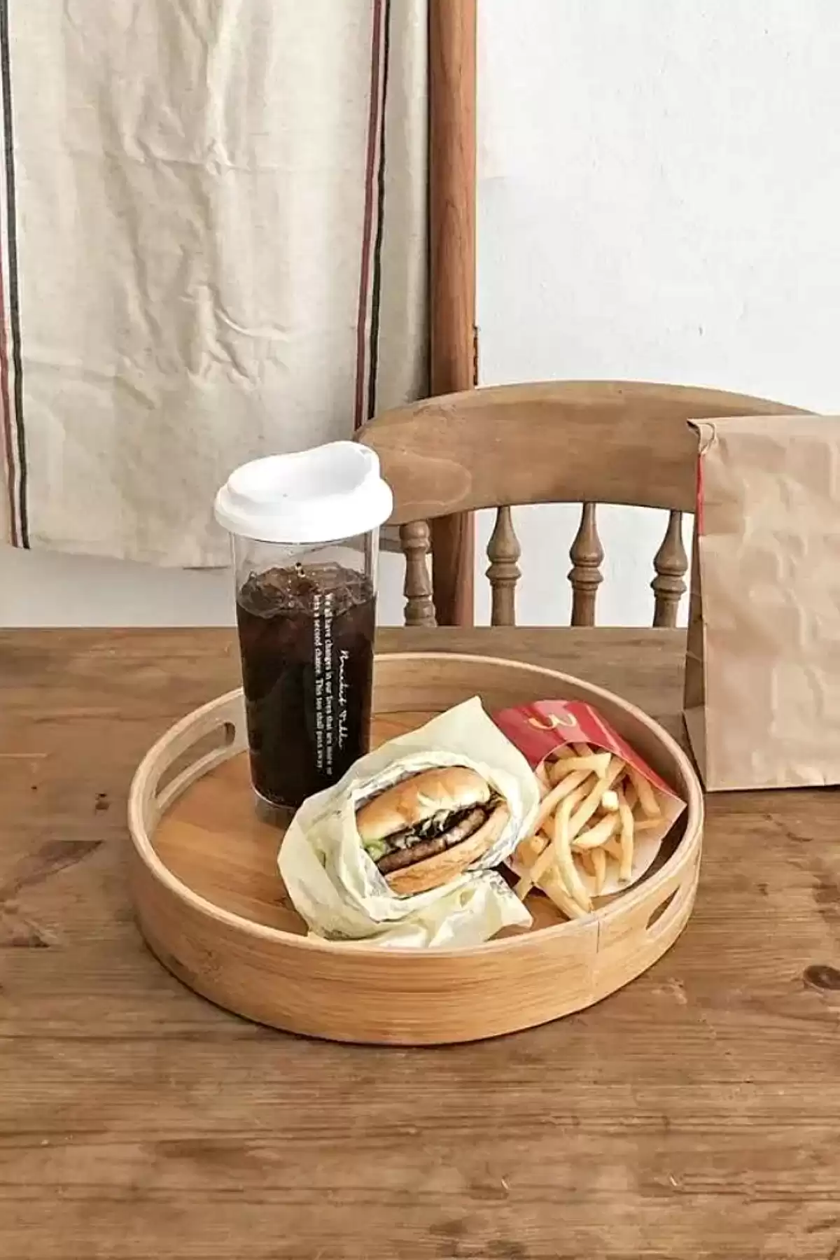 3lü Lüx Bambu Tepsi Seti Çay Tepsisi, Sunum Tepsisi, Kahve Sunum Tepsisi Yuvarlak Kulp Yemek Tepsi