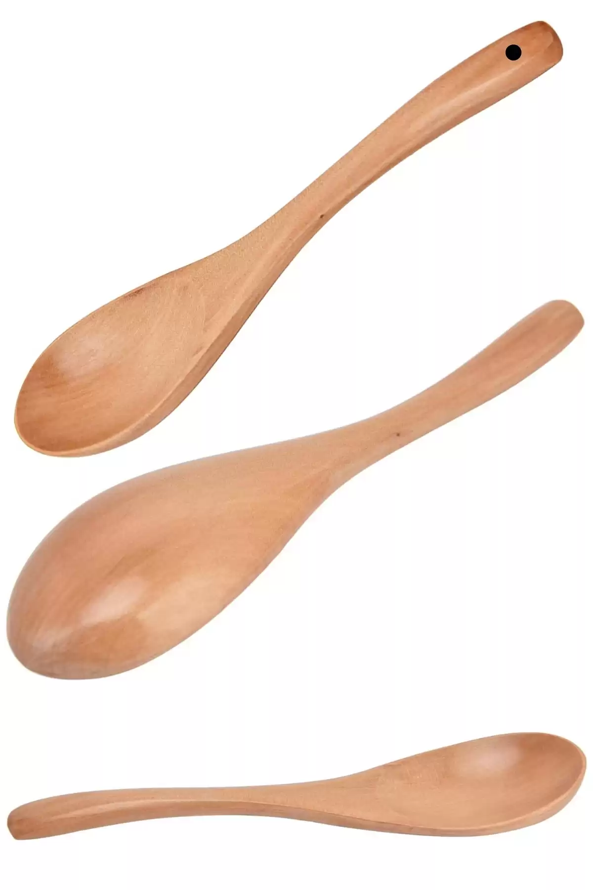 6lı Büyük Boy Lüx Bambu Pilav Kaşığı Ergonomik Askı Kancalı Mutfak Classic Ahşap Tahta Kaşık Seti