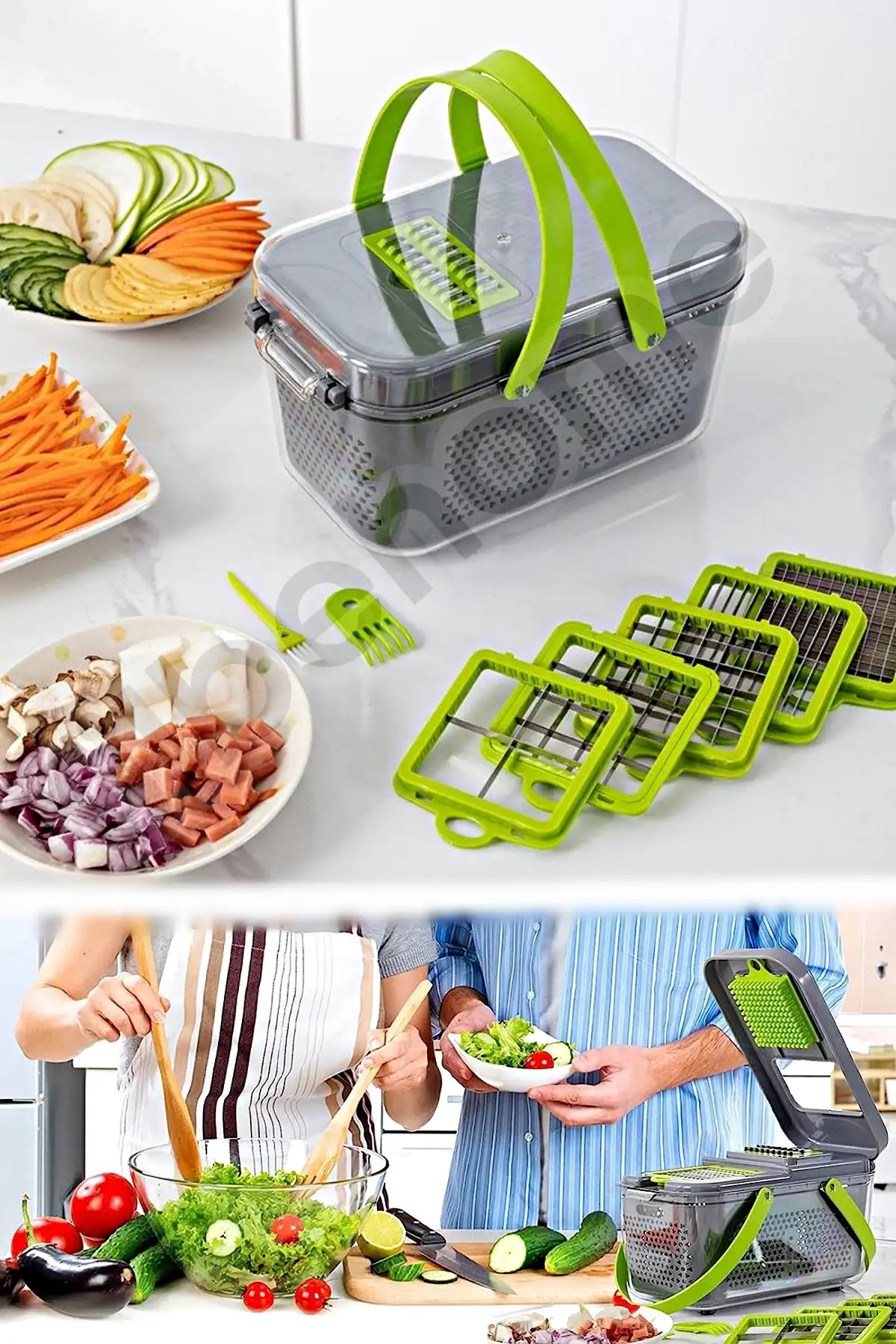 22 Parça Rende Seti Hazneli Sebze Patates Soyacak Dilimleyici Küp Doğrayıcı Kesici Cutter Slicer