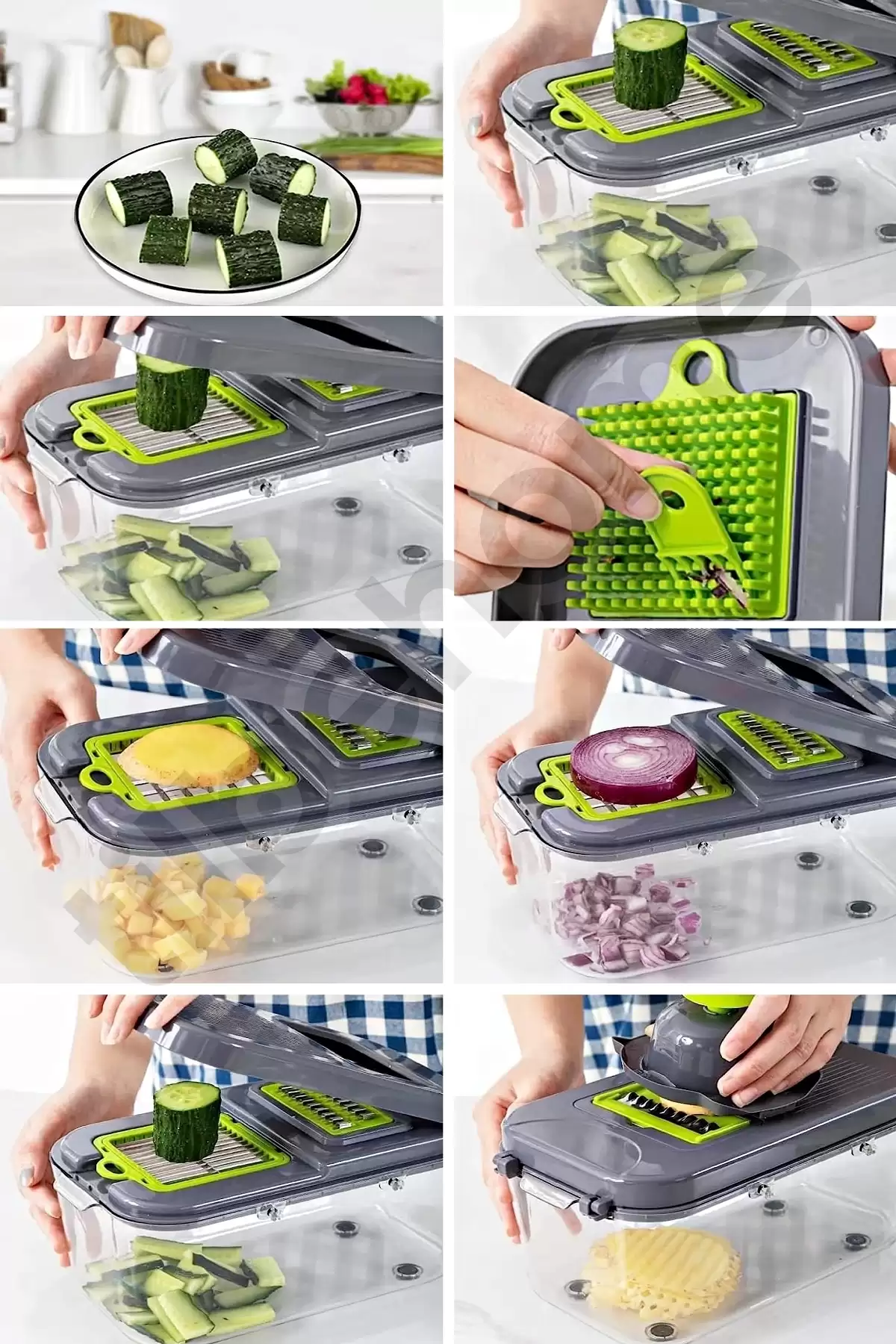 22 Parça Rende Seti Hazneli Sebze Patates Soyacak Dilimleyici Küp Doğrayıcı Kesici Cutter Slicer