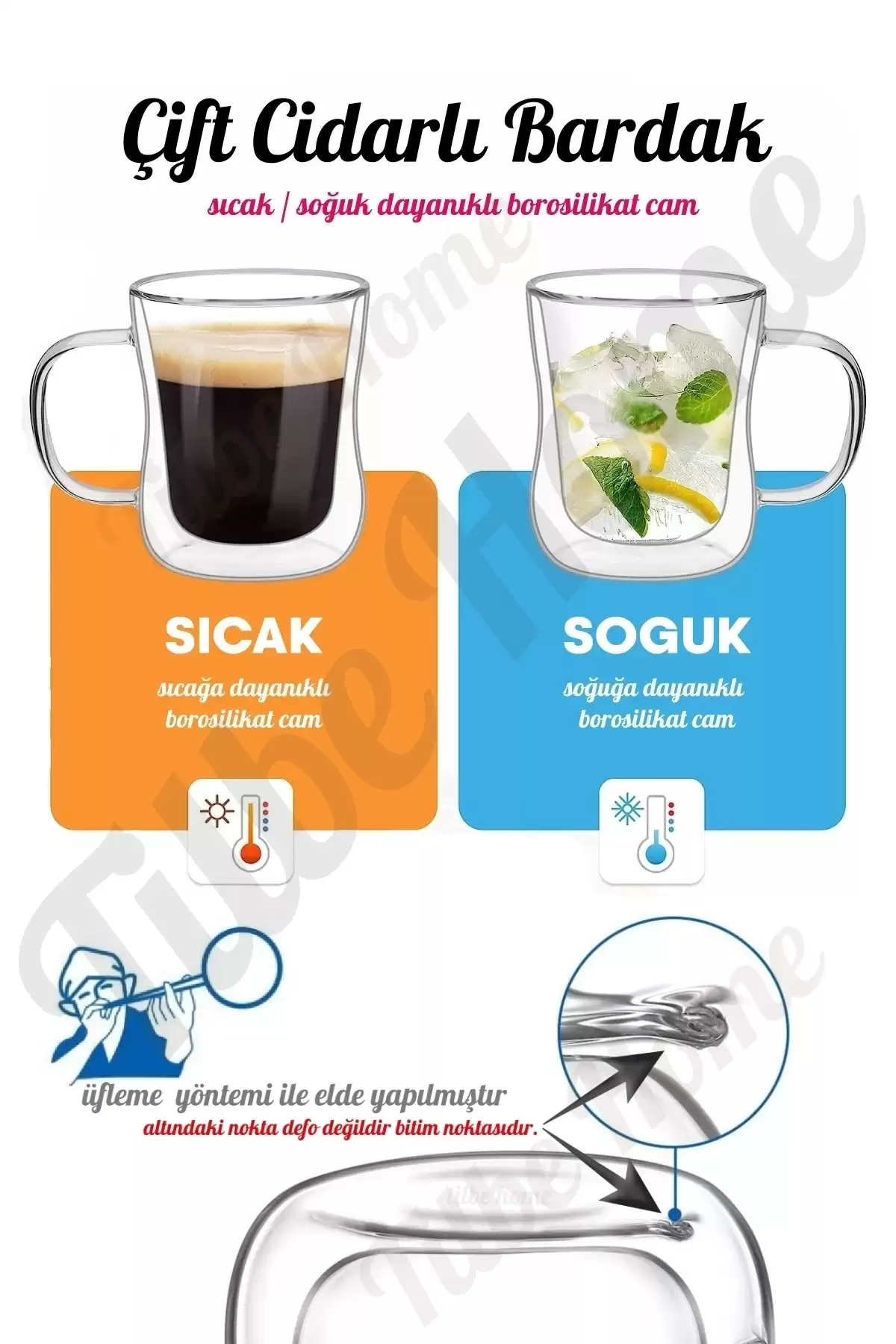 2li Çift Cidarlı Bardak 220 ml Retro Çay Fincanı Kahve Sunum Bardağı Dayanıklı Cam Kupa Bardak