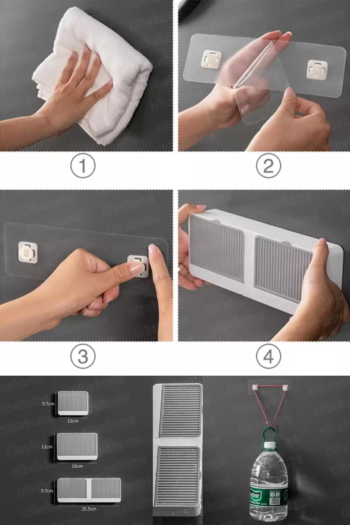 2 Bölmeli Su Tutmaz Katı Sabunluk Güçlü Yapışkanlı Duvara Monte Kapaklı Mutfak Banyo Organizeri