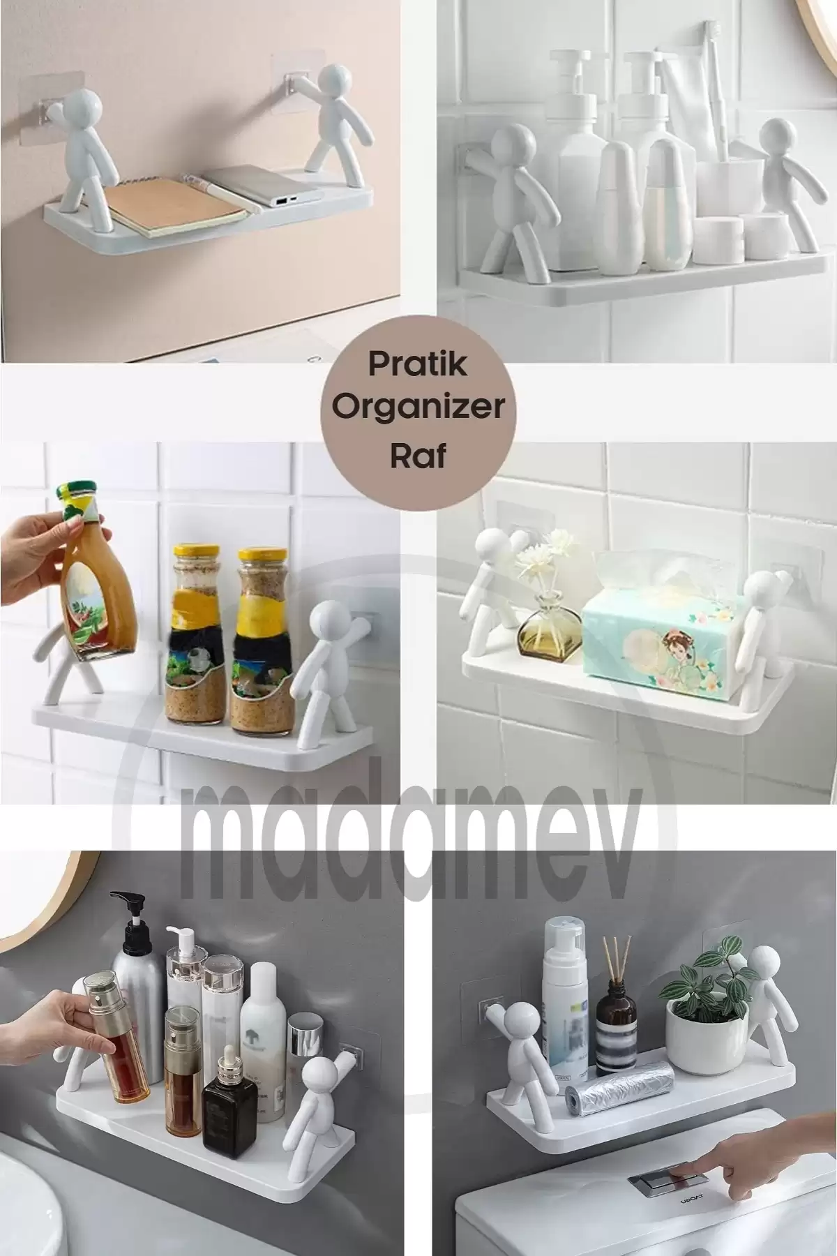 Kendinden Yapışkanlı Craft Banyo Rafı Baharatlık Mutfak Organizer Duvara Monte Raf Düzenleyici