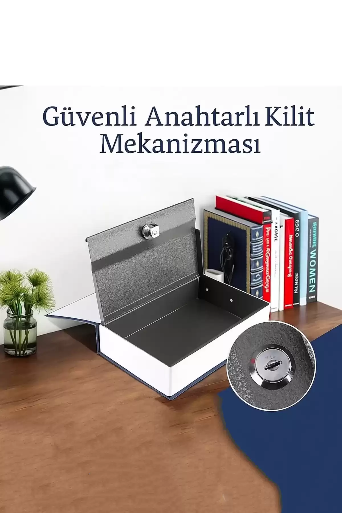 Büyük Boy Kitap Şeklinde Anahtarlı Gizli Kasa Para Altın Saklama Hırsız Kilitli Dekoratif Kumbara