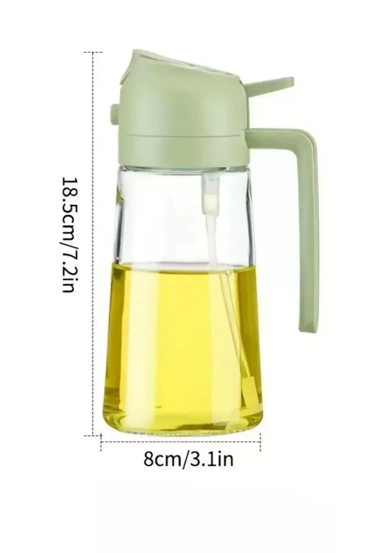 2li Çift Fonksiyonlu Cam Yağdanlık 450ml Kulplu Zeytinyağı Sıvıyağ Şişesi Airfryer Sprey Yağlık