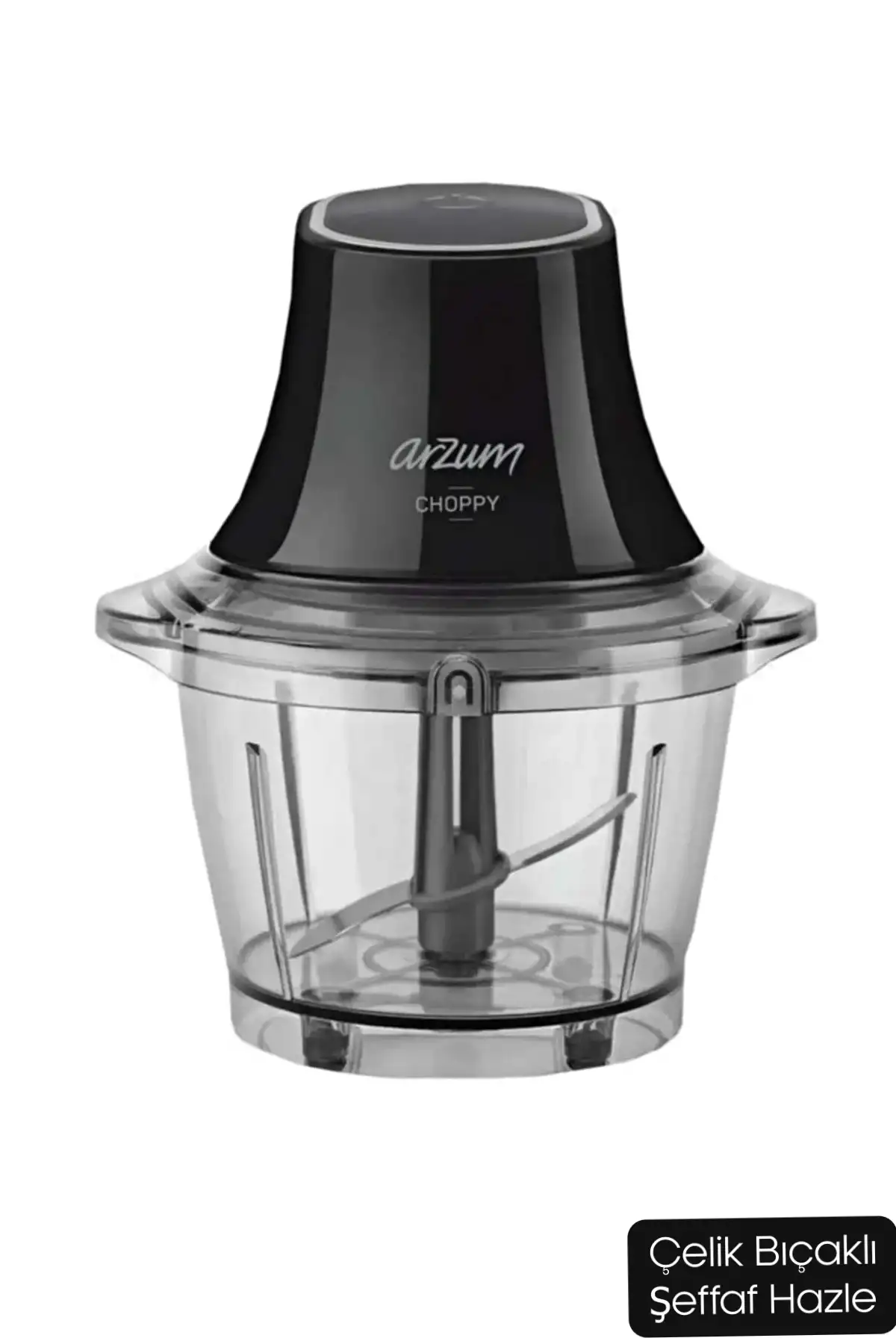 Arzum Ar1133 Choppy Pratik Mutfak Doğrayıcı 600 W 1 lt Şeffaf Hazne Kaydırmaz Taban Siyah Renkli