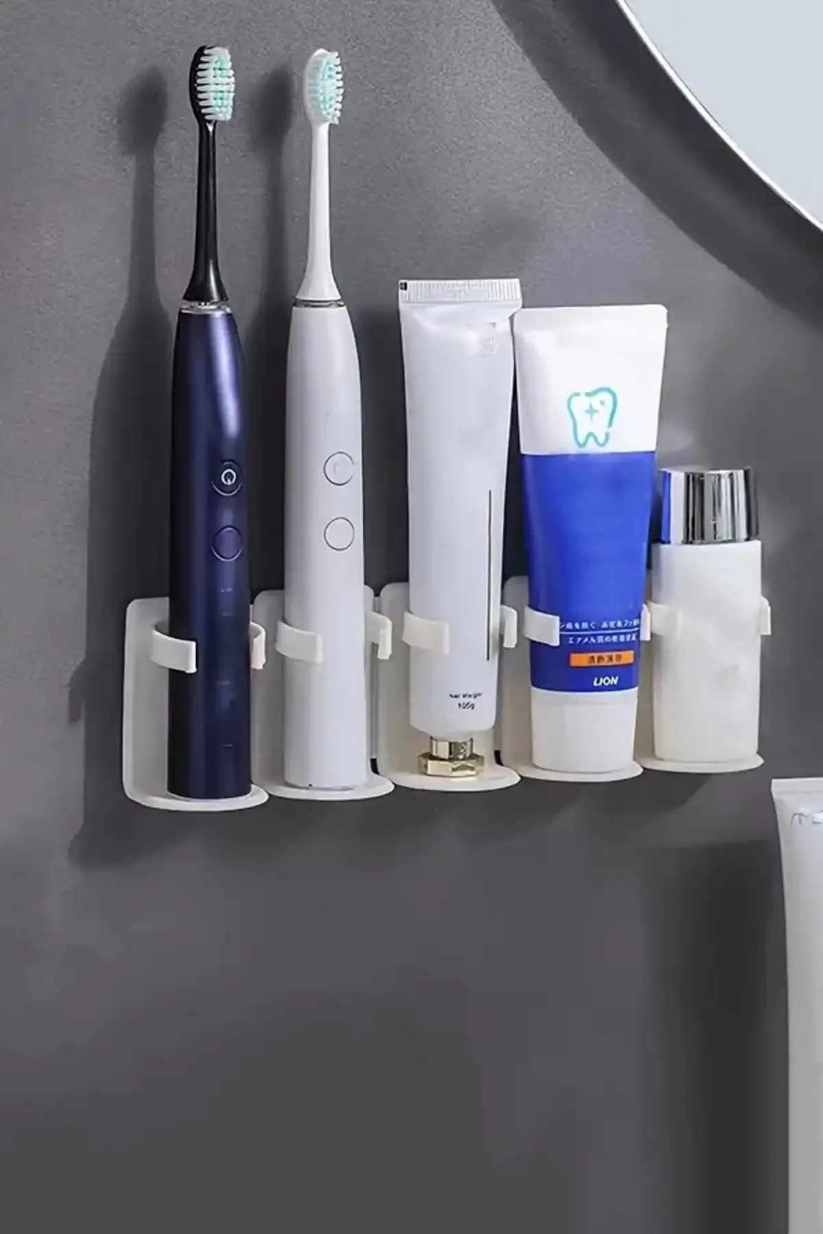 Ayarlanabilir Duvara Monte 5 Bölmeli Raf Pratik Banyo Mutfak Rafı Yapışkanlı Kesilir Askılık