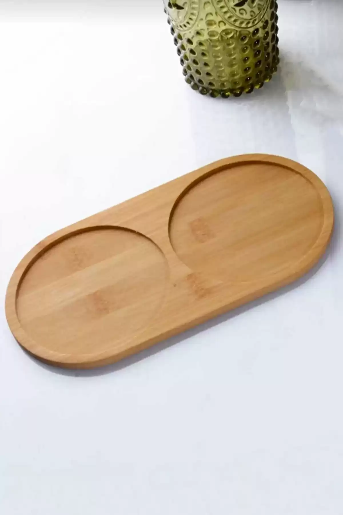 Bambu Ahşap Yağdanlık Standı,Doğal 2 Bölmeli Yağdanlık Altlığı,Oval Sıvı Sabun Altlığı