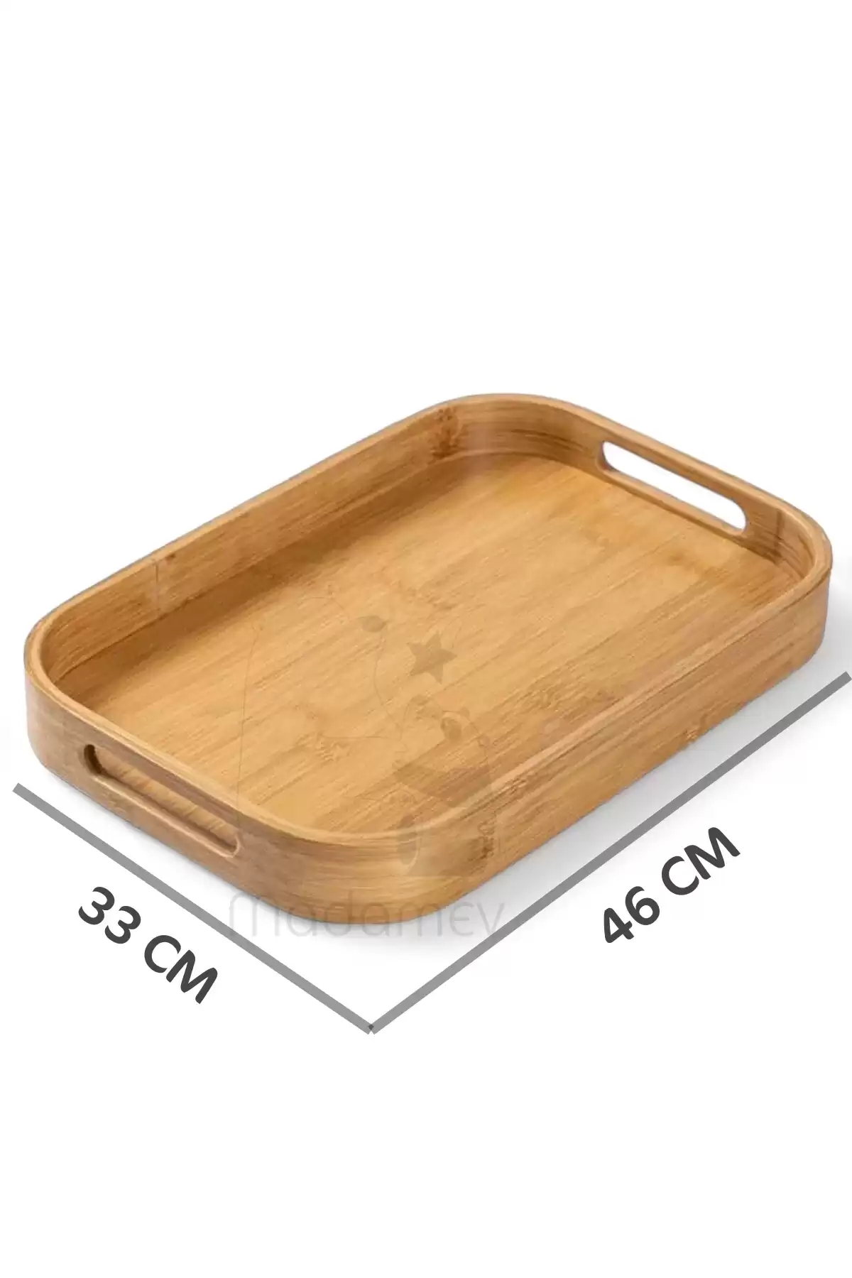 Bambu Oval Tepsi Büyük Boy 46x33 cm Servis Çay Kahve Sunum Tepsisi Lüx Bambu Classic Oval Tepsi