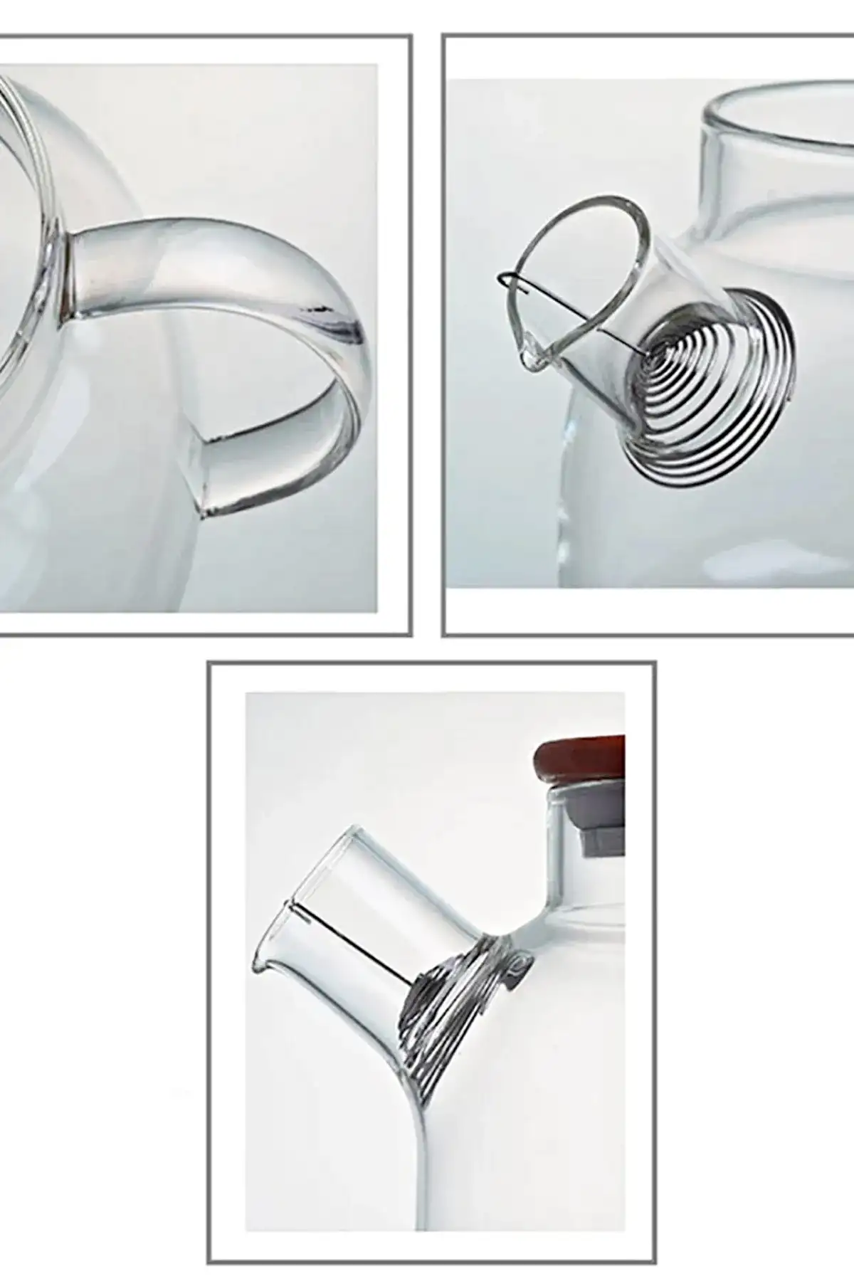 Bambu Kapaklı Isıya Dayanıklı 900 ml Çelik Süzgeçli Bitki Çayı Cam Demlik Borosilikat Sürahi