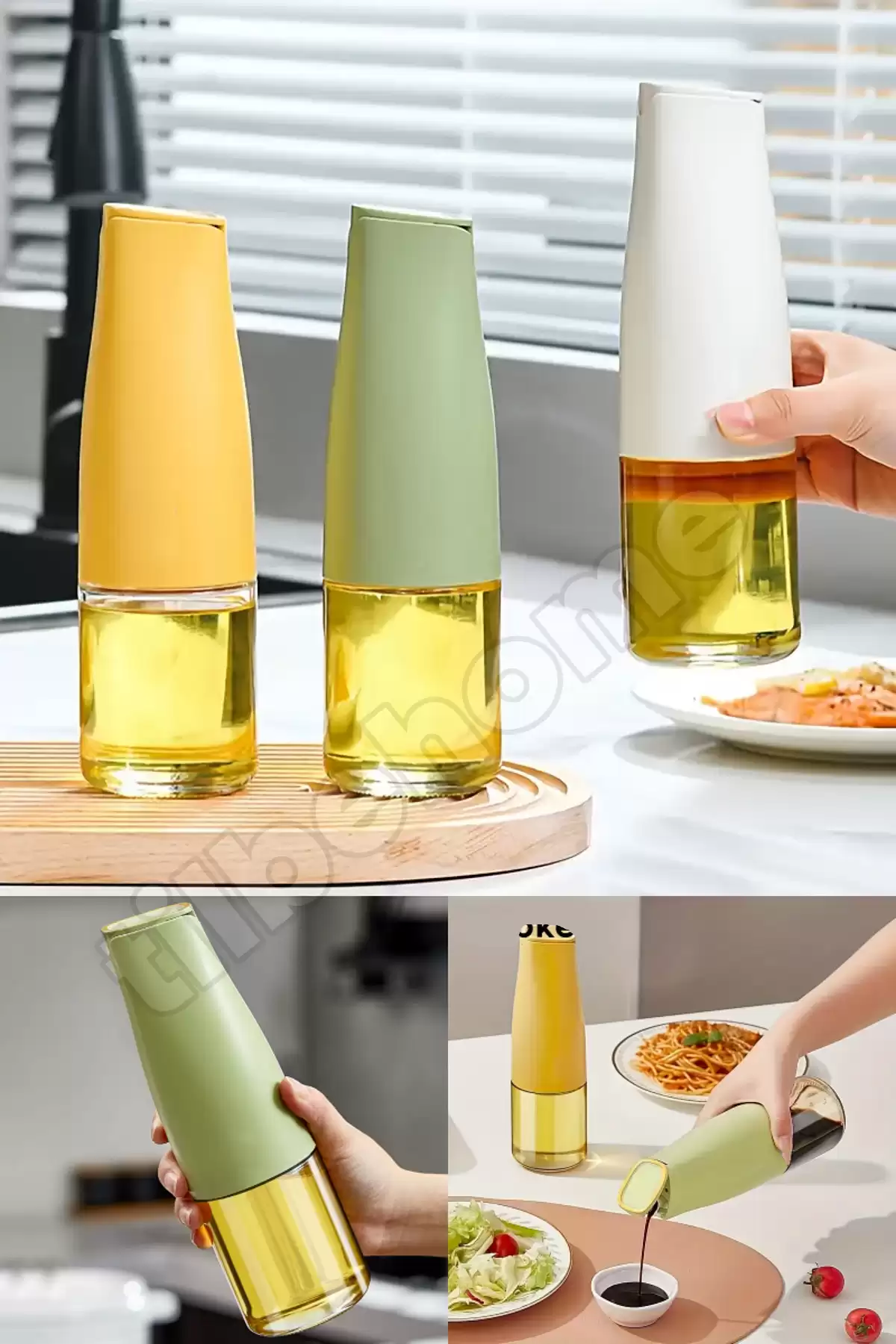 2li Fonksiyonlu Cam Yağdanlık 500ml Yerçekimi Otomatik Kapak Açma Damlatmayan Ağızlı Yağlık Sosluk