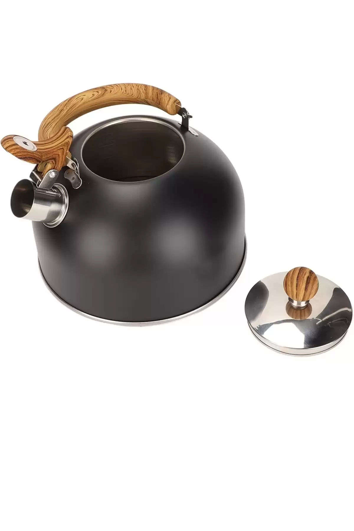 Düdüklü Çaydanlık Ahşap İskandinav Su Isıtıcı Islık Çalan Çaydanlık Kettle Demlik Çay Potu 2 Litre
