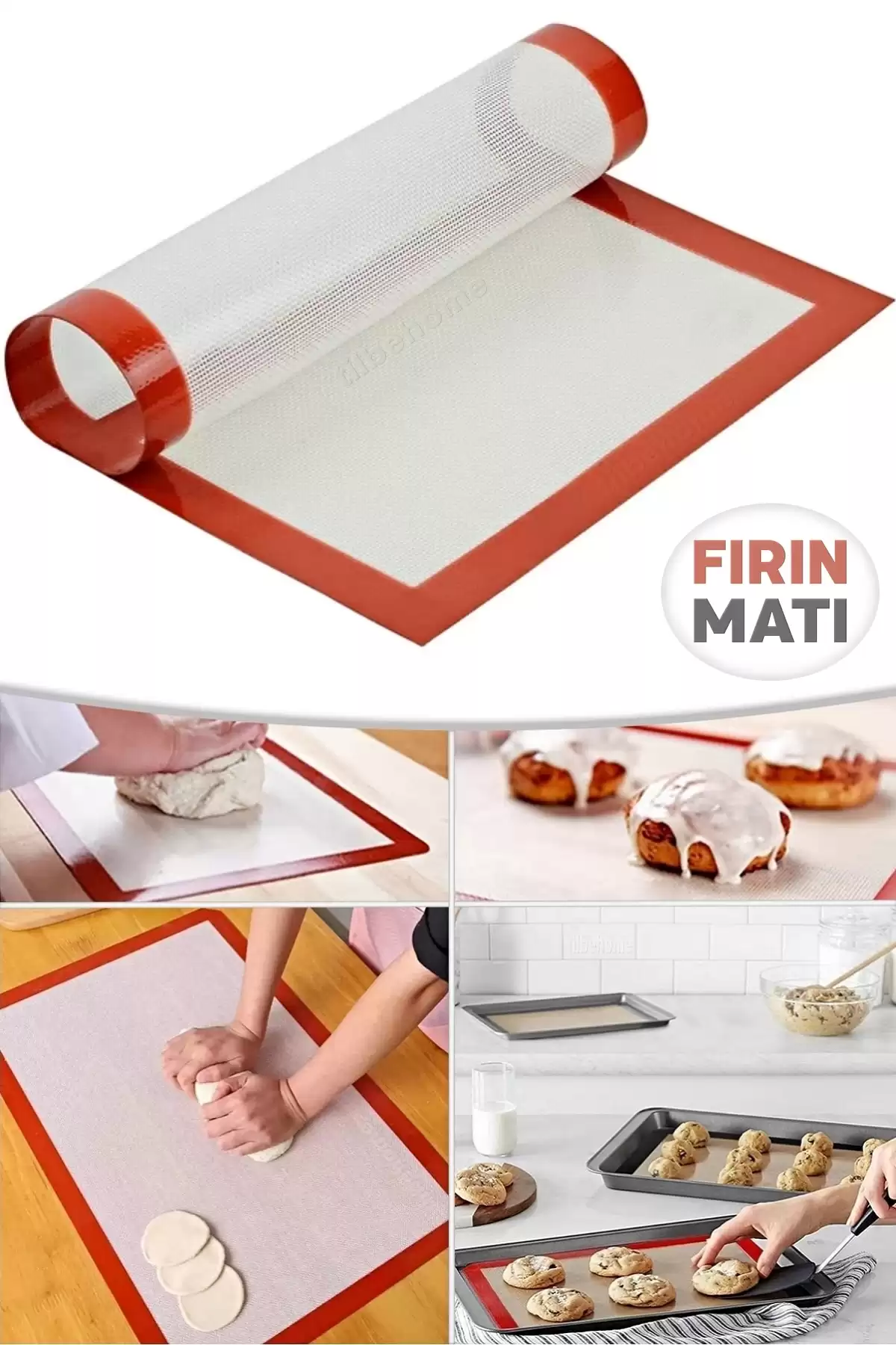 Fırın Matı Silikon Yanmaz Yapışmaz Kendinden Yağlı Fırın Pişirme Kağıdı Hamur Açma Matı 40X30
