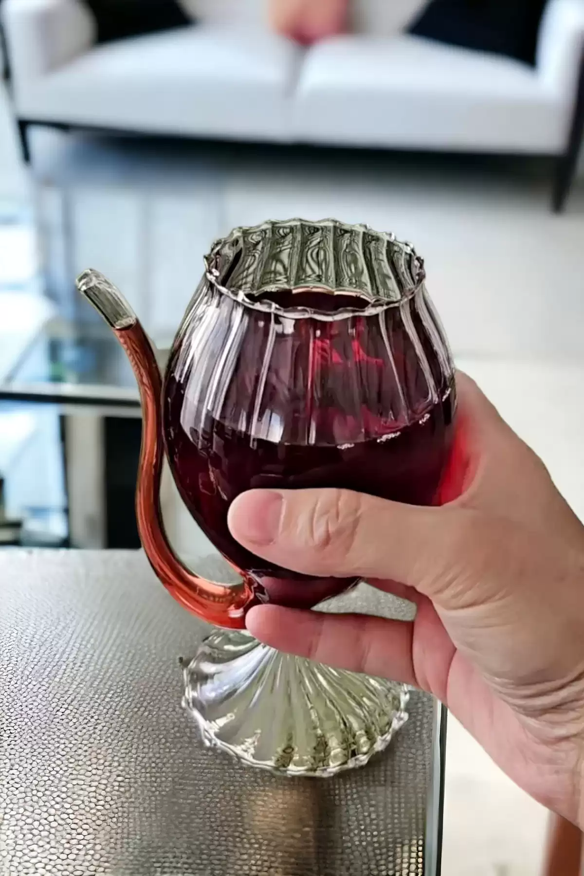 2 Adet Pipetli Çizgili Bardak Flüt Dekor Soğuk Sıcak Meşrubat Kokteyl Bardağı Retro Cam Bardak Seti