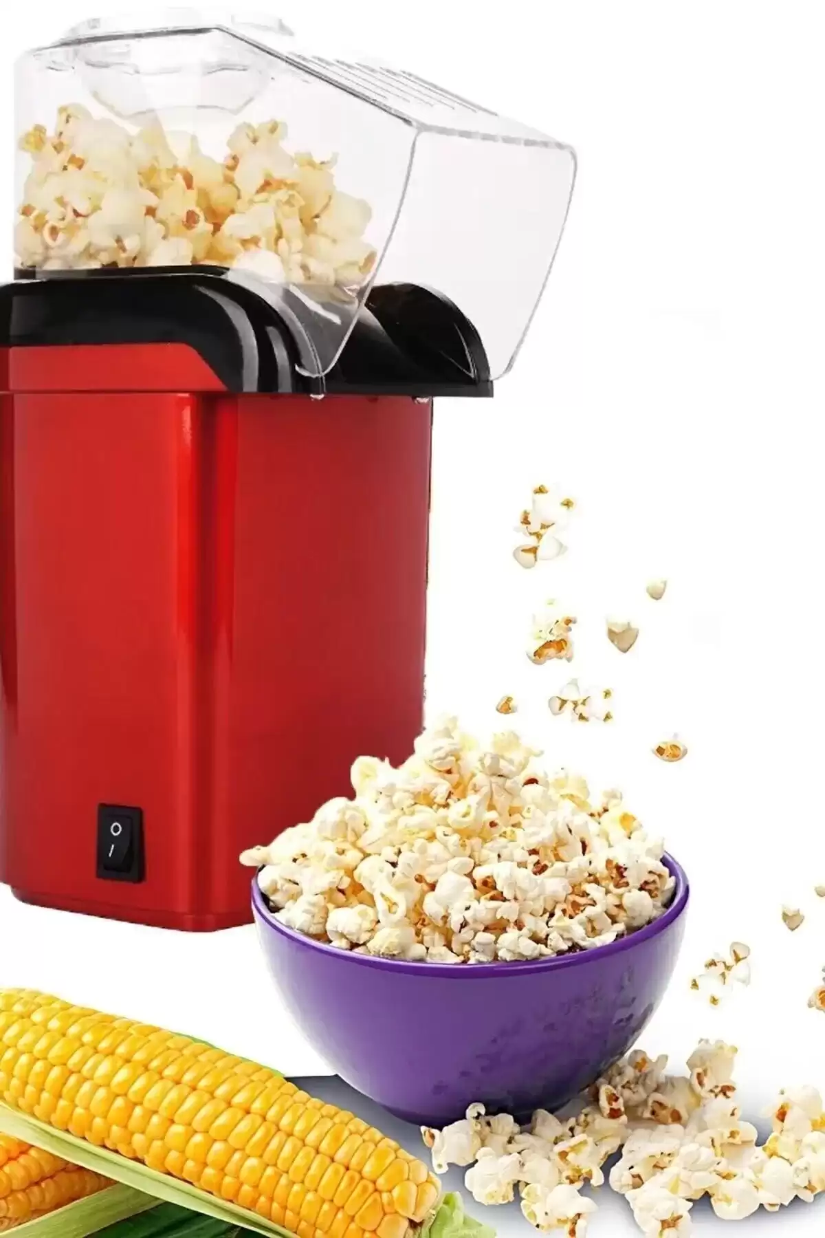 Popcorn Mısır Makinesi Yağsız Mısır Patlatma Makinası 1200W Elektrikli Sıcak Havalı Mısır Makinesi