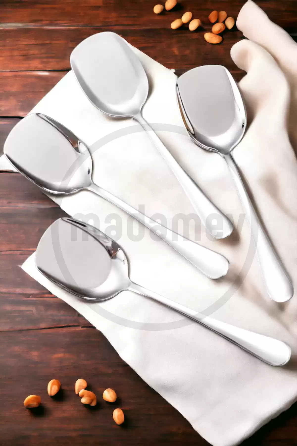 4lü Lüx Servis Kaşığı Seti Büyük Boy Paslanmaz Çelik Kaşık Salata Pasta Yemek Servis Mutfak Kaşığı