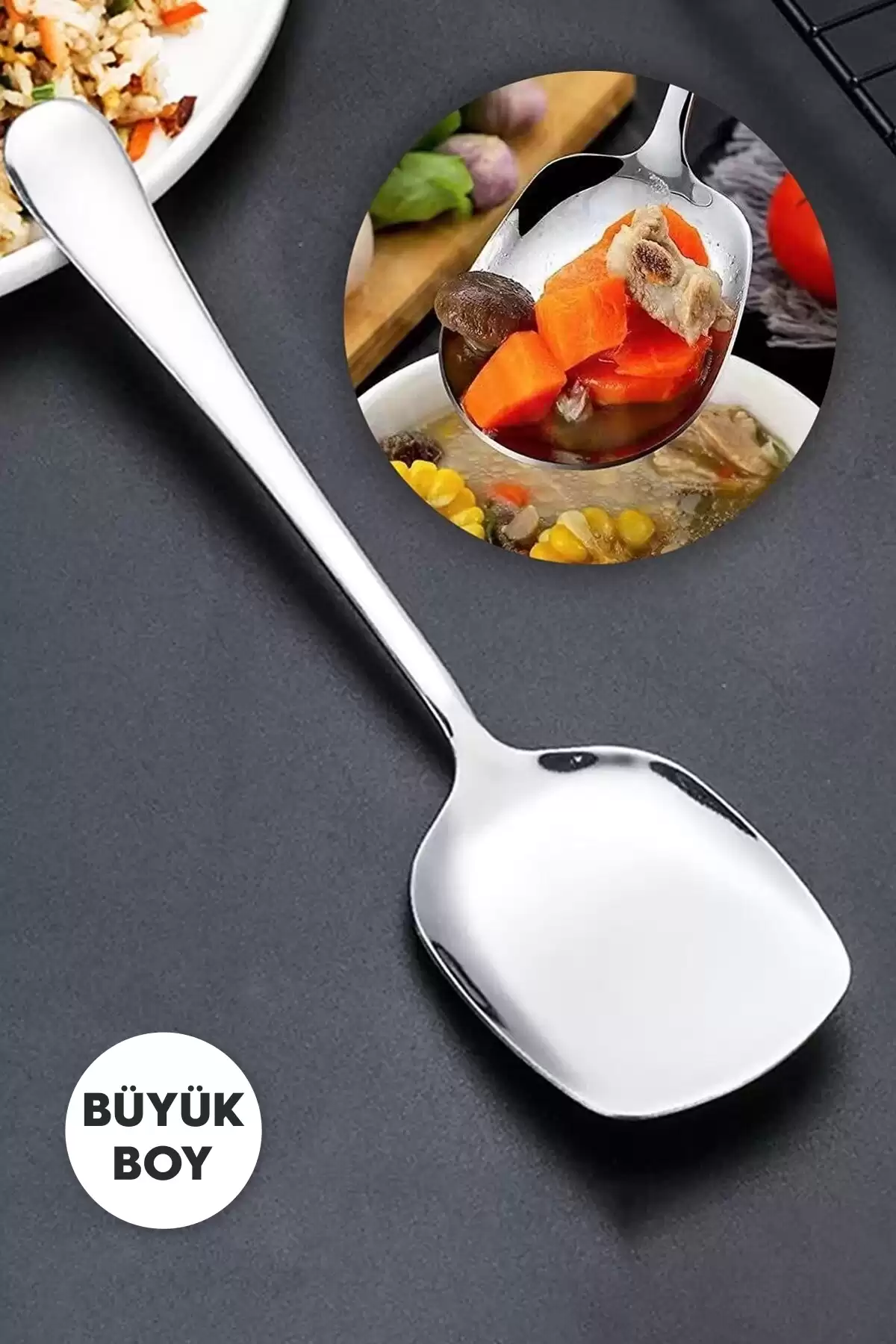 Servis Kaşığı Paslanmaz Çelik Lüx Salata Börek Pasta Fırın Tavuk Patates Servis Kaşığı