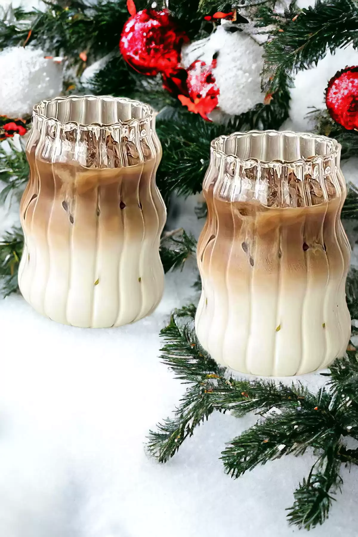 2li Sukabağı Şekli Latte Bardak Seti İskandinav Tarz Cam Bardak Kahve Kokteyl Sunum Bardağı 500ml