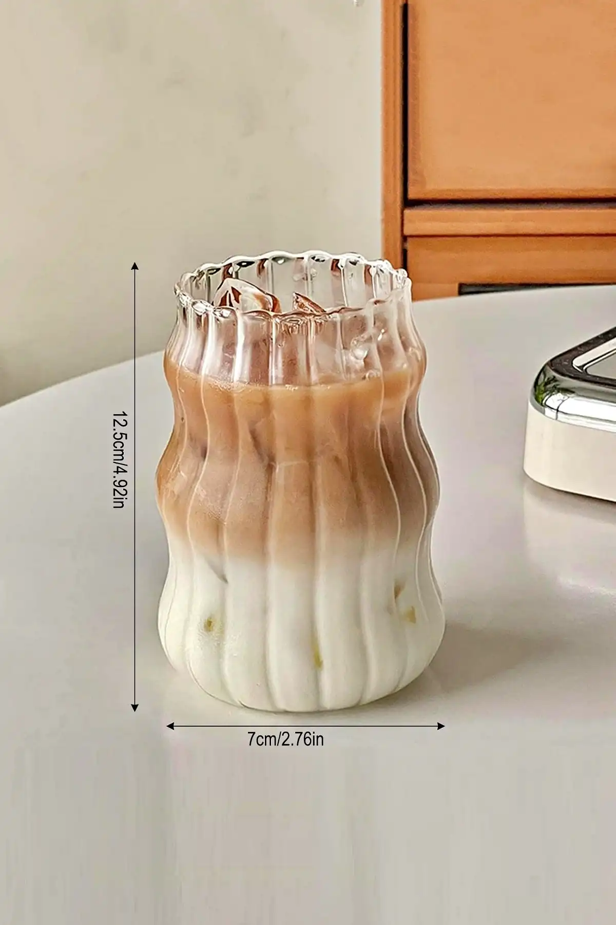 2li Sukabağı Şekli Latte Bardak Seti İskandinav Tarz Cam Bardak Kahve Kokteyl Sunum Bardağı 500ml