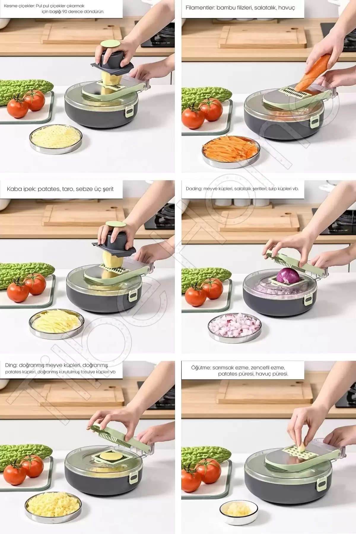 Vegetable Cutter Pro Rende Sebze Doğrayıcı Dilimleyici Hazneli Soğan Küp Kesici Dicer Rende Seti