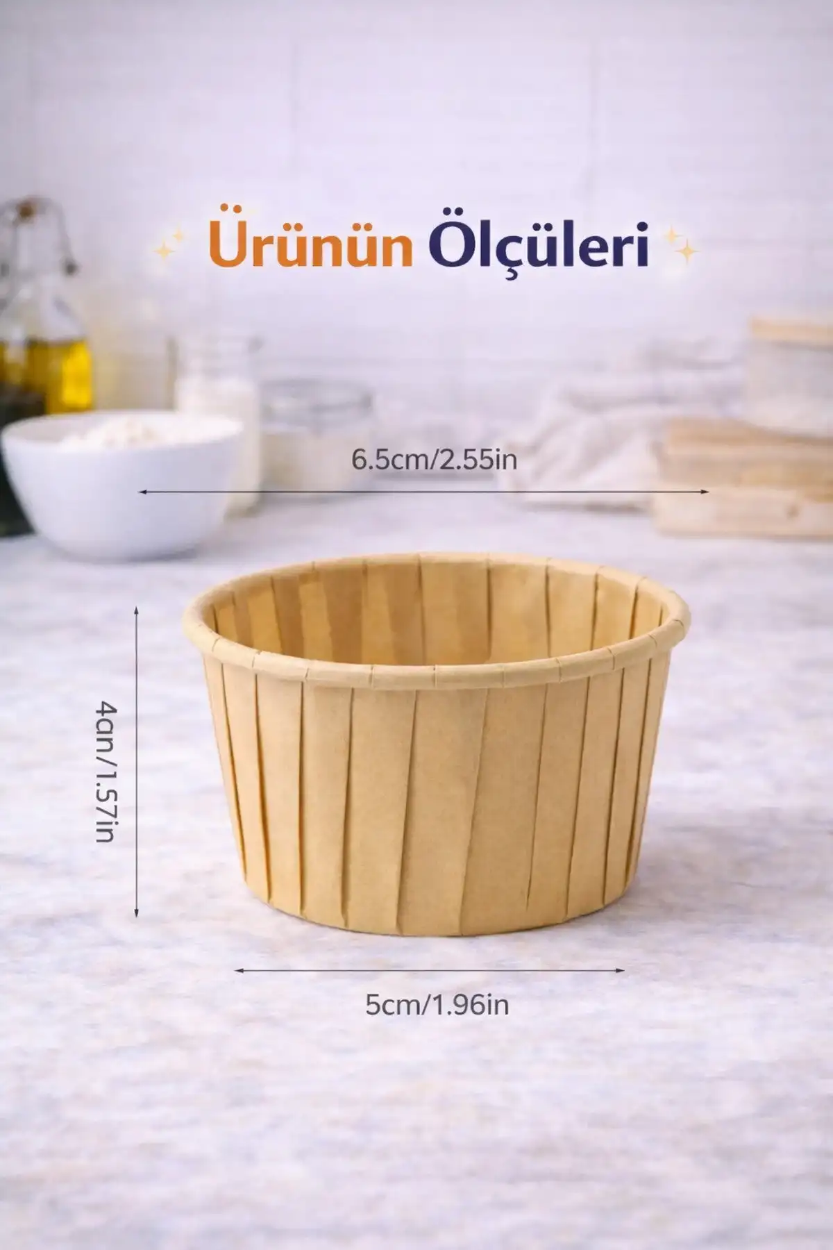 12’li Kraft Muffin Cupcake Kek Kapsülü Naturel Kağıt Kalıp Konsept Parti Airfryer ve Fırın Uyumlu