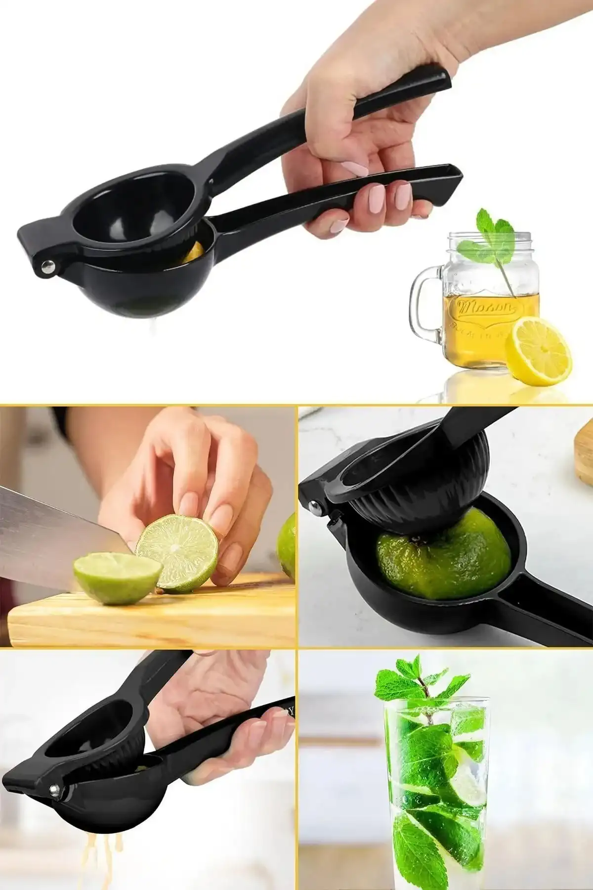 Lüks Döküm Limon Portakal Narenciye Sıkacağı Paslanmaz Siyah Dayanıklı Çok Pratik Mutfak Aleti